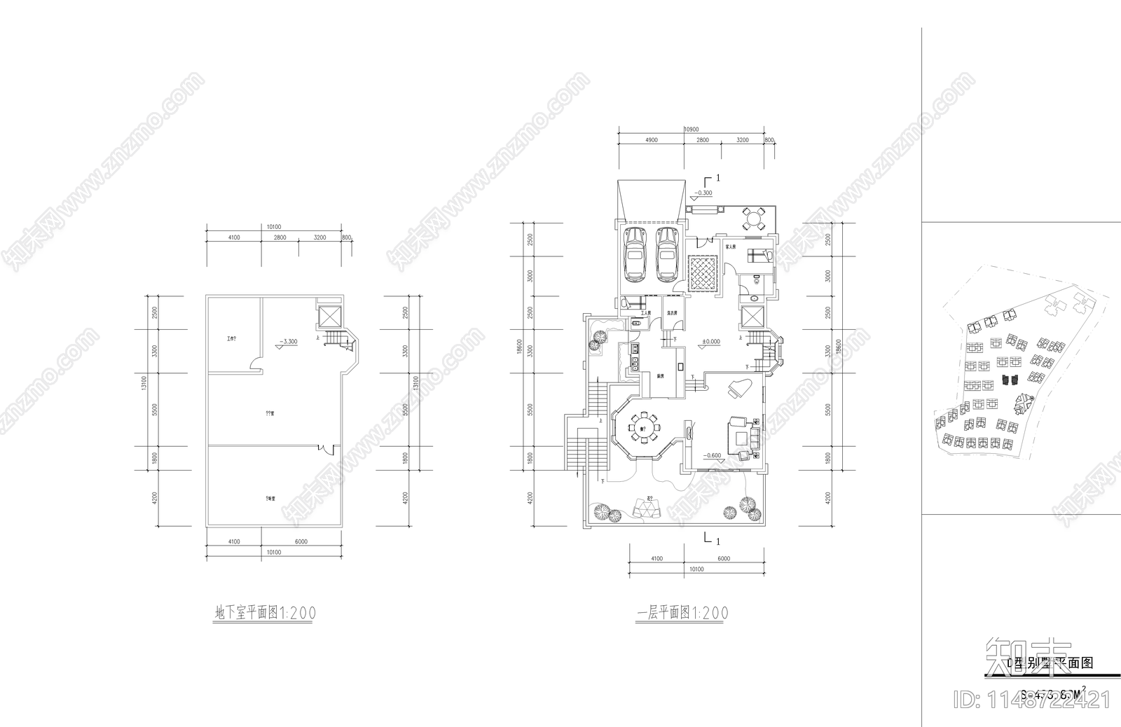 高档别墅建筑cad施工图下载【ID:1148722421】