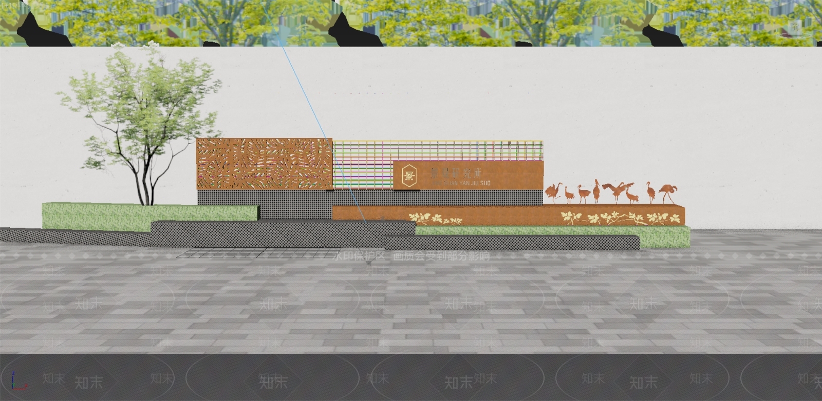 新中式景墙3D模型下载【ID:1148722220】
