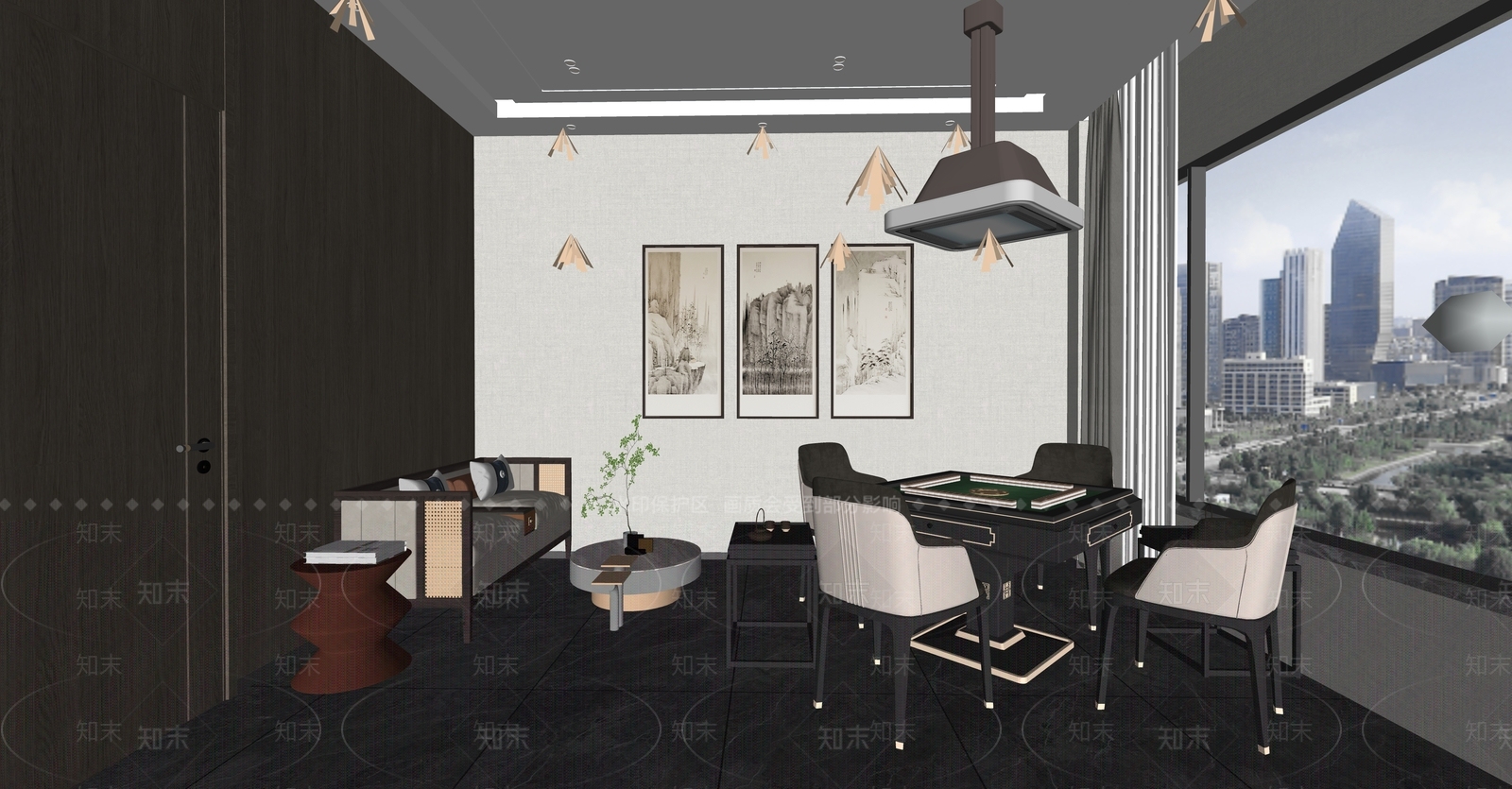 新中式棋牌室SU模型下载【ID:1148724798】