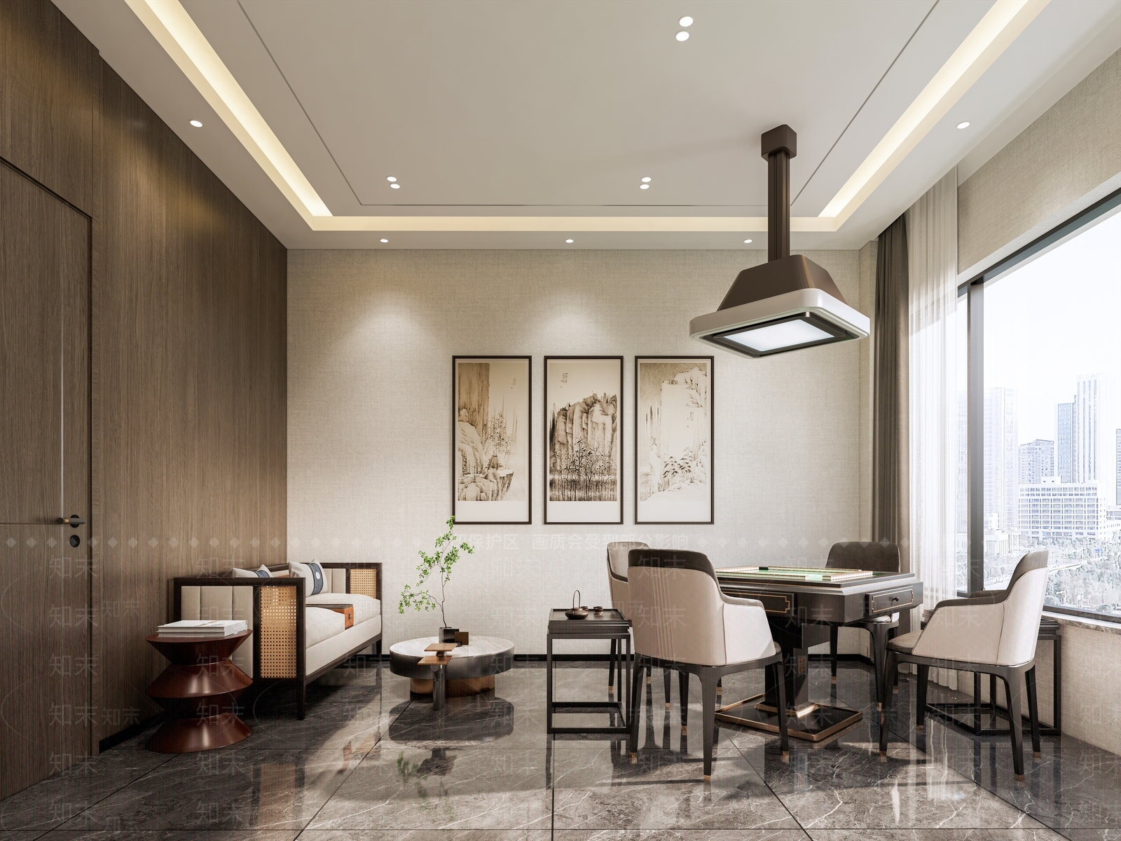 新中式棋牌室SU模型下载【ID:1148724798】