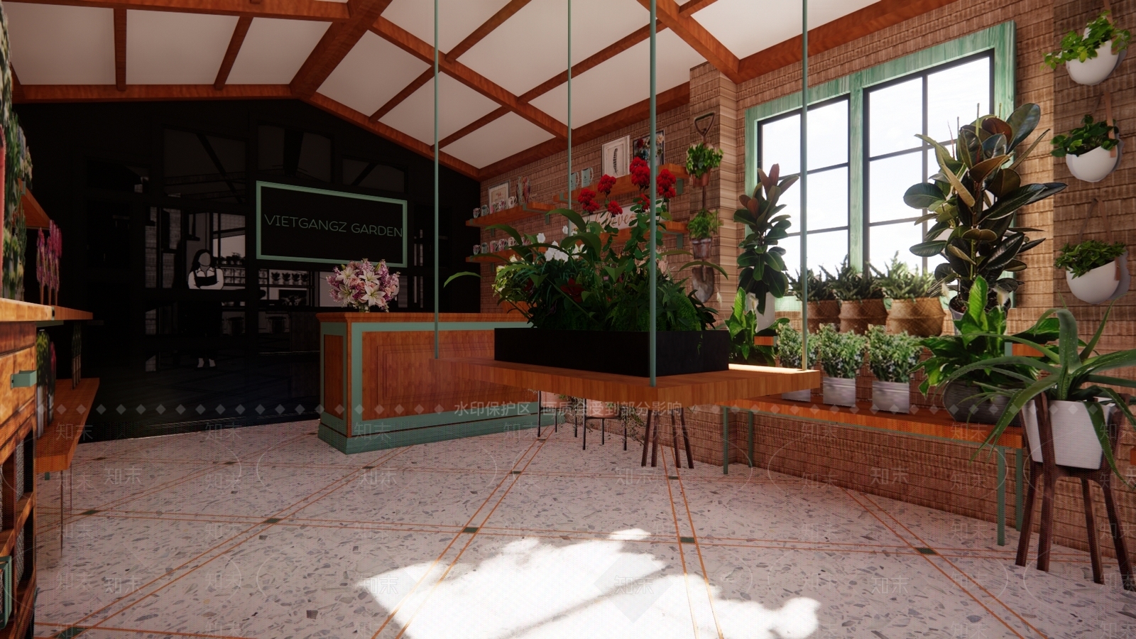 现代原木风花店SU模型下载【ID:1148725052】