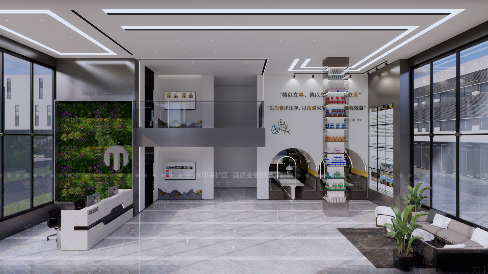 现代简约公司大堂SU模型下载【ID:1151107642】