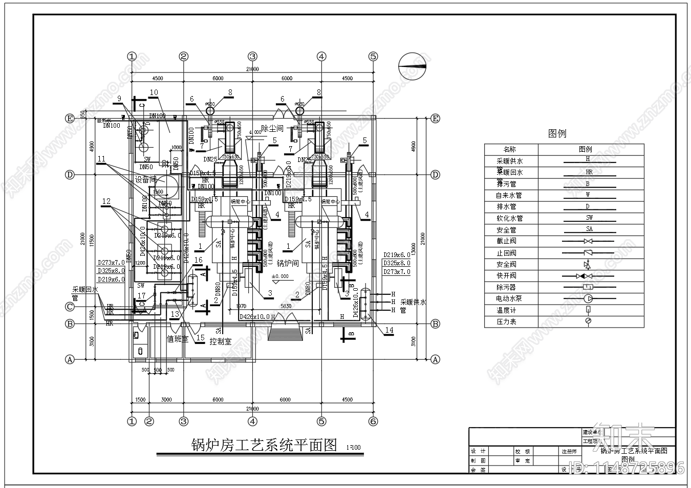 热水锅炉房热力工艺流程图节点cad施工图下载【ID:1148725896】