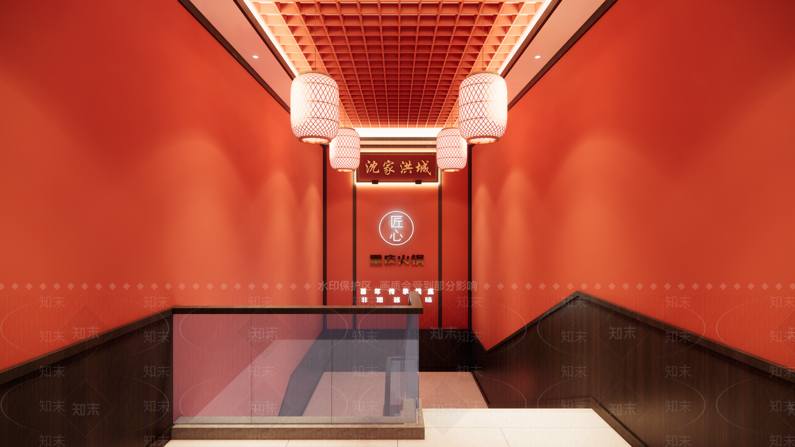 新中式火锅店楼梯间SU模型下载【ID:1148727210】
