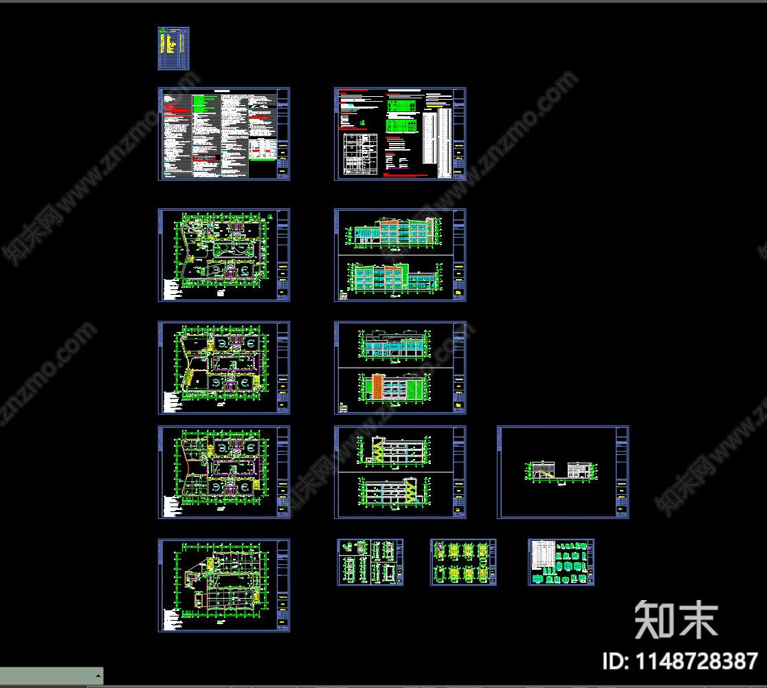 中空庭院12班幼儿园建筑cad施工图下载【ID:1148728387】