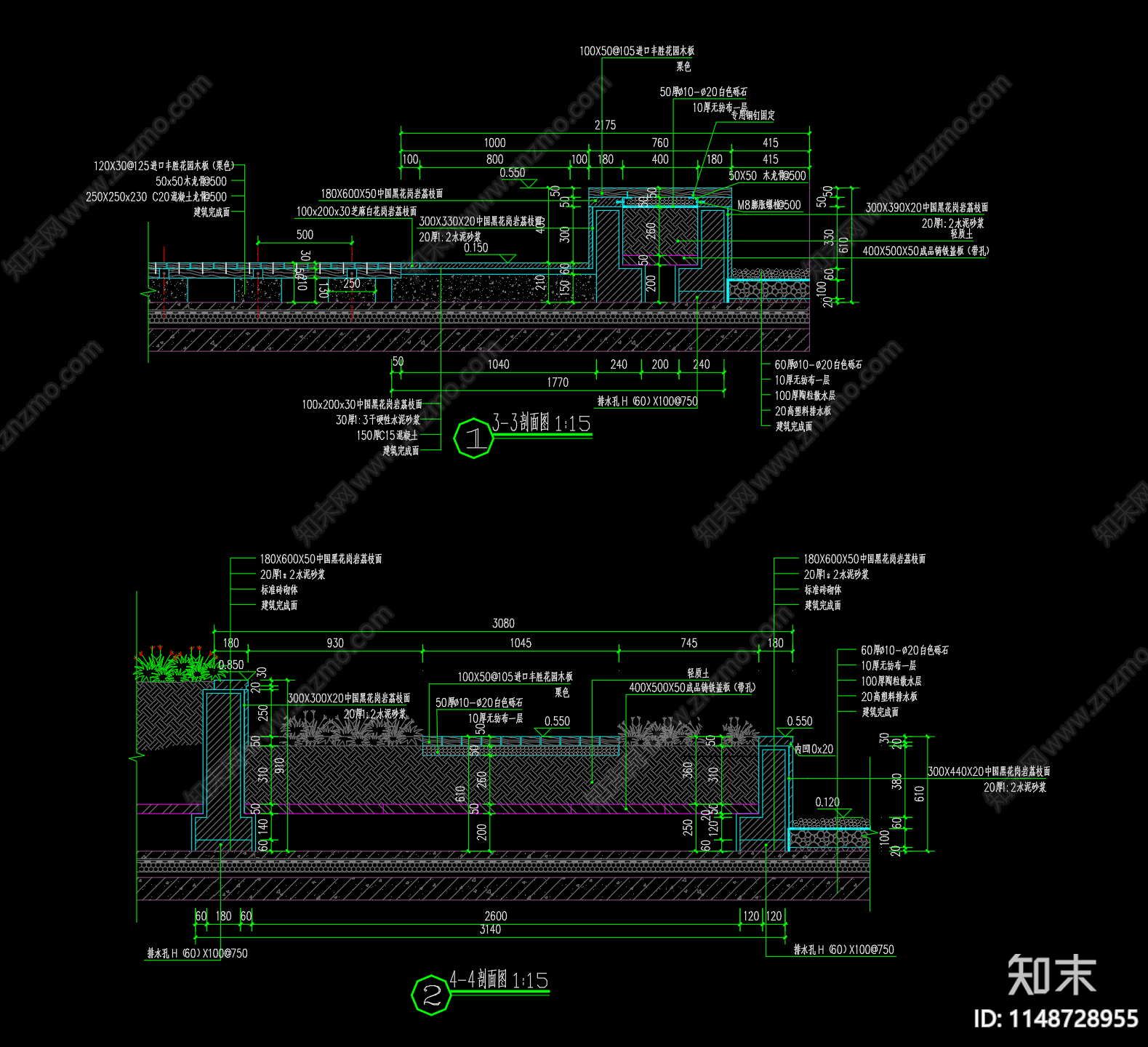 一整套新中式别墅屋顶花园景观cad施工图下载【ID:1148728955】