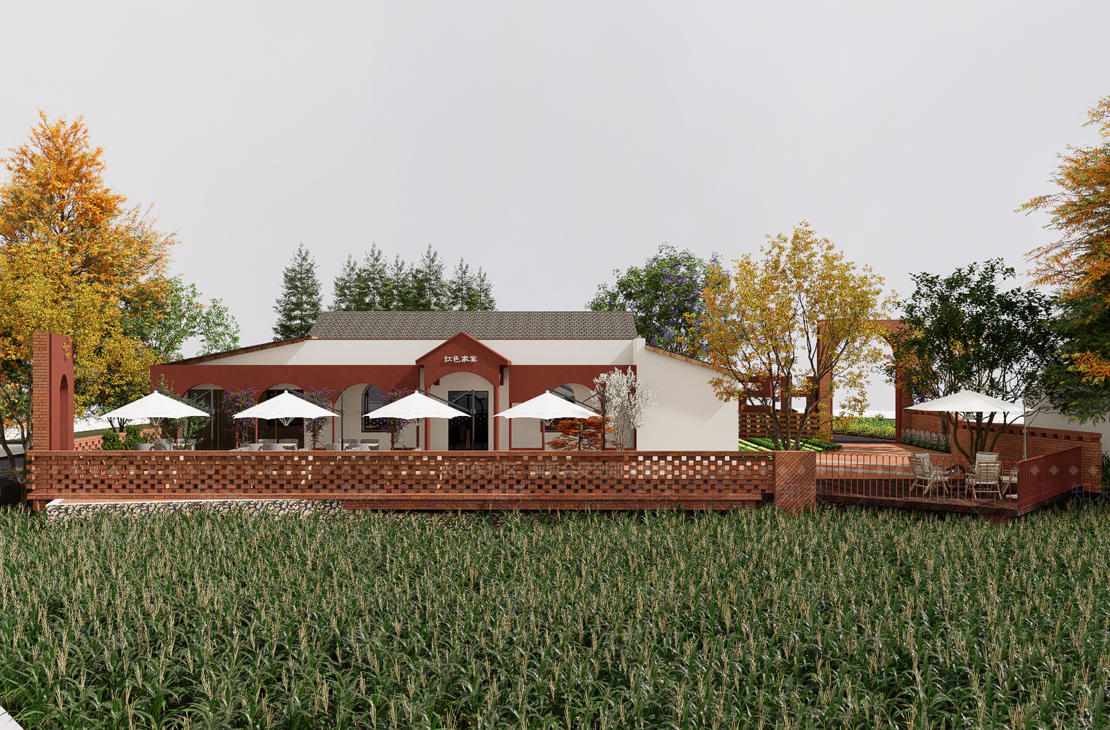 新中式农家乐SU模型下载【ID:1148730194】