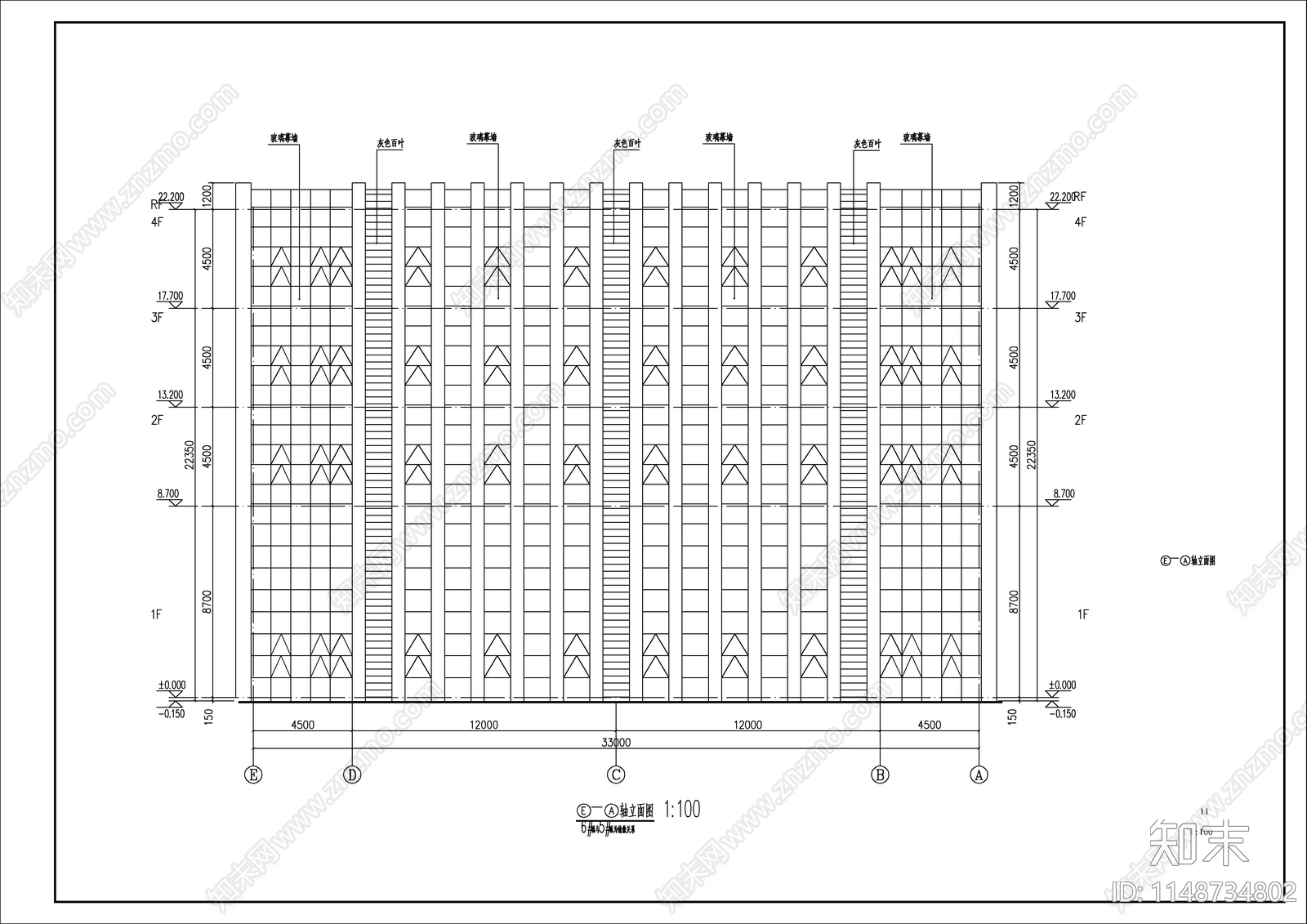 智能制造多层厂房建筑cad施工图下载【ID:1148734802】