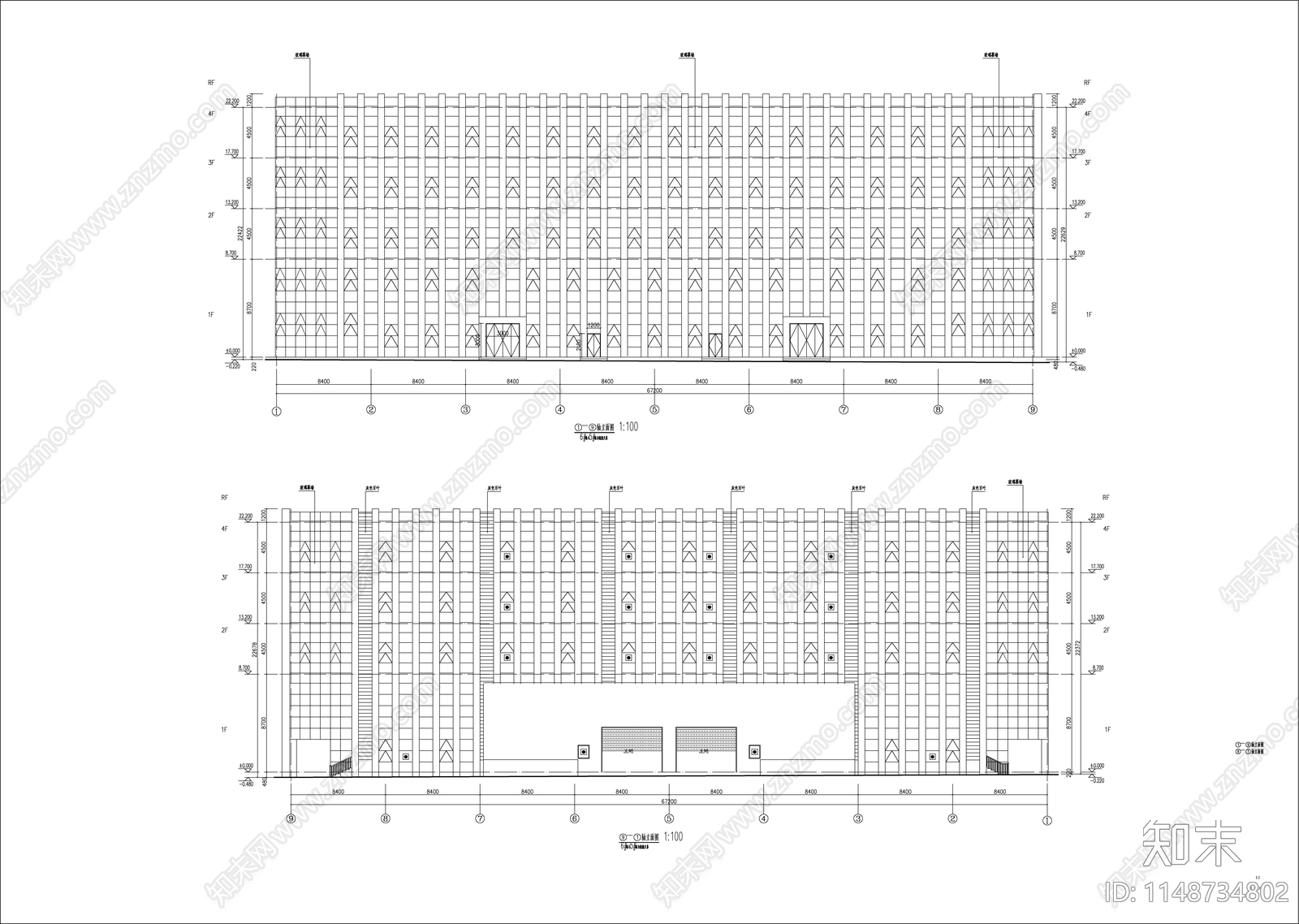 智能制造多层厂房建筑cad施工图下载【ID:1148734802】