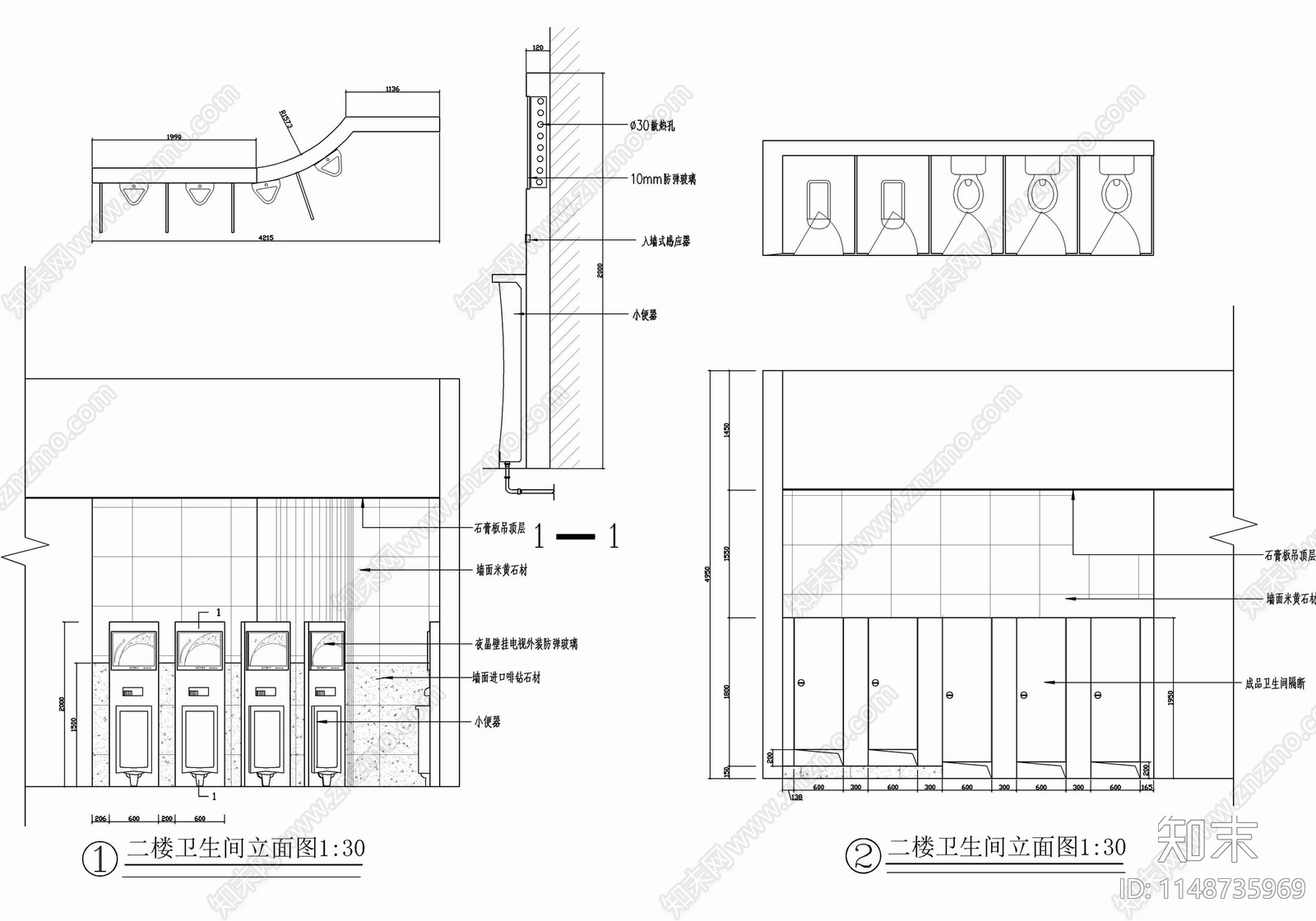 商场卫生间施工节点cad施工图下载【ID:1148735969】