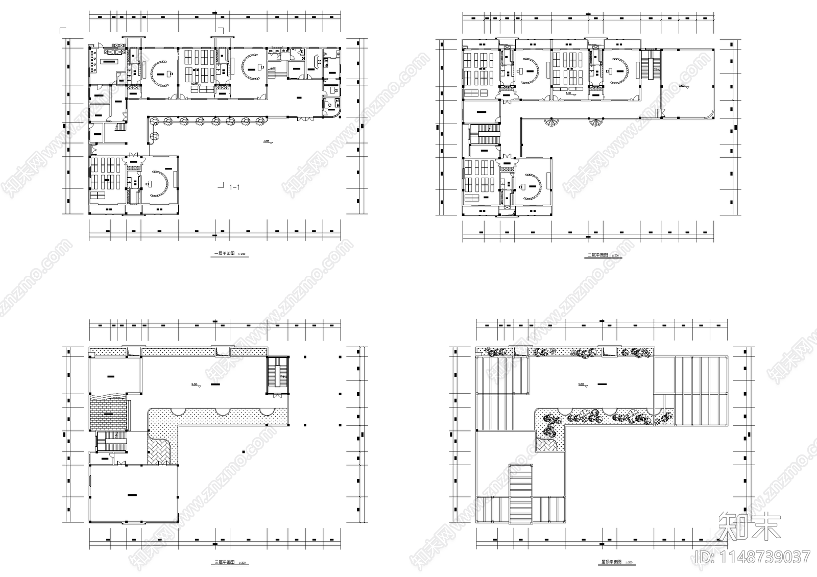 现代幼儿园建筑cad施工图下载【ID:1148739037】