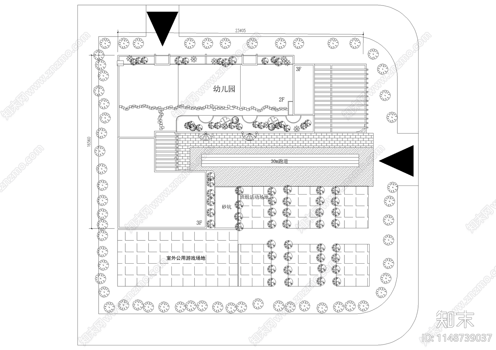 现代幼儿园建筑cad施工图下载【ID:1148739037】