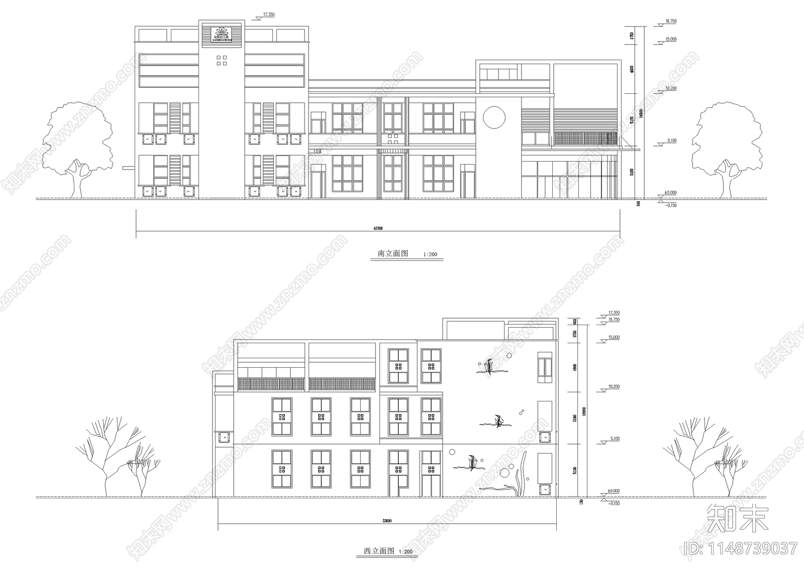 现代幼儿园建筑cad施工图下载【ID:1148739037】