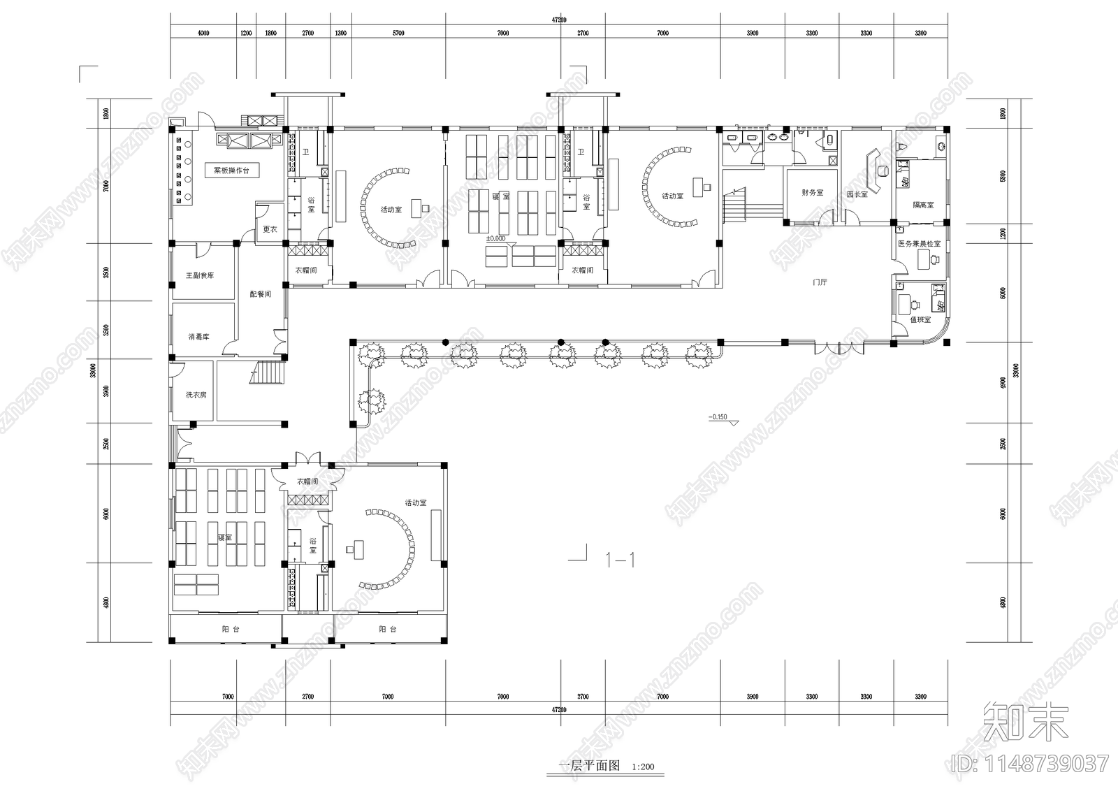 现代幼儿园建筑cad施工图下载【ID:1148739037】