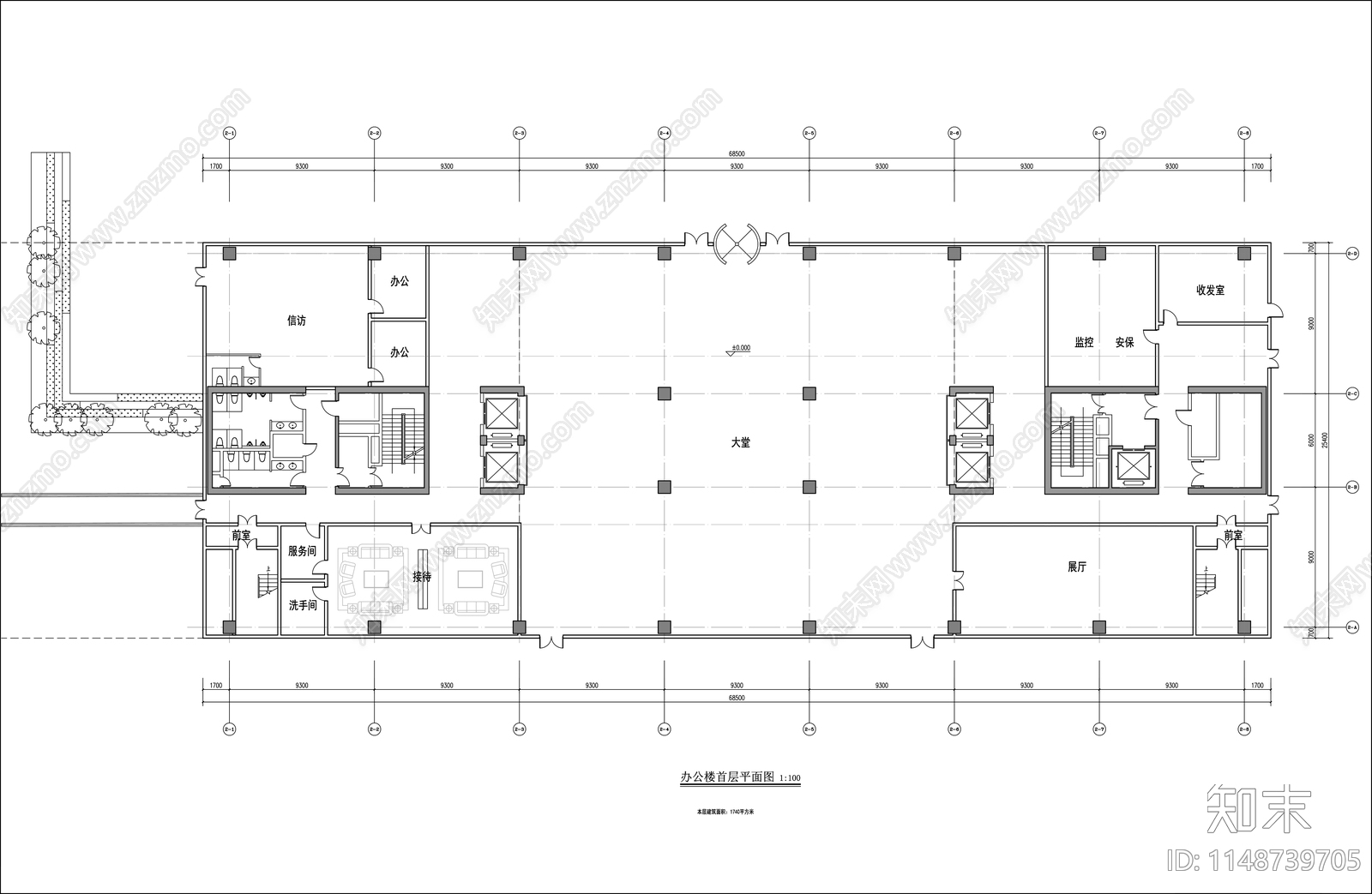 十层办公楼建筑平面图施工图下载【ID:1148739705】