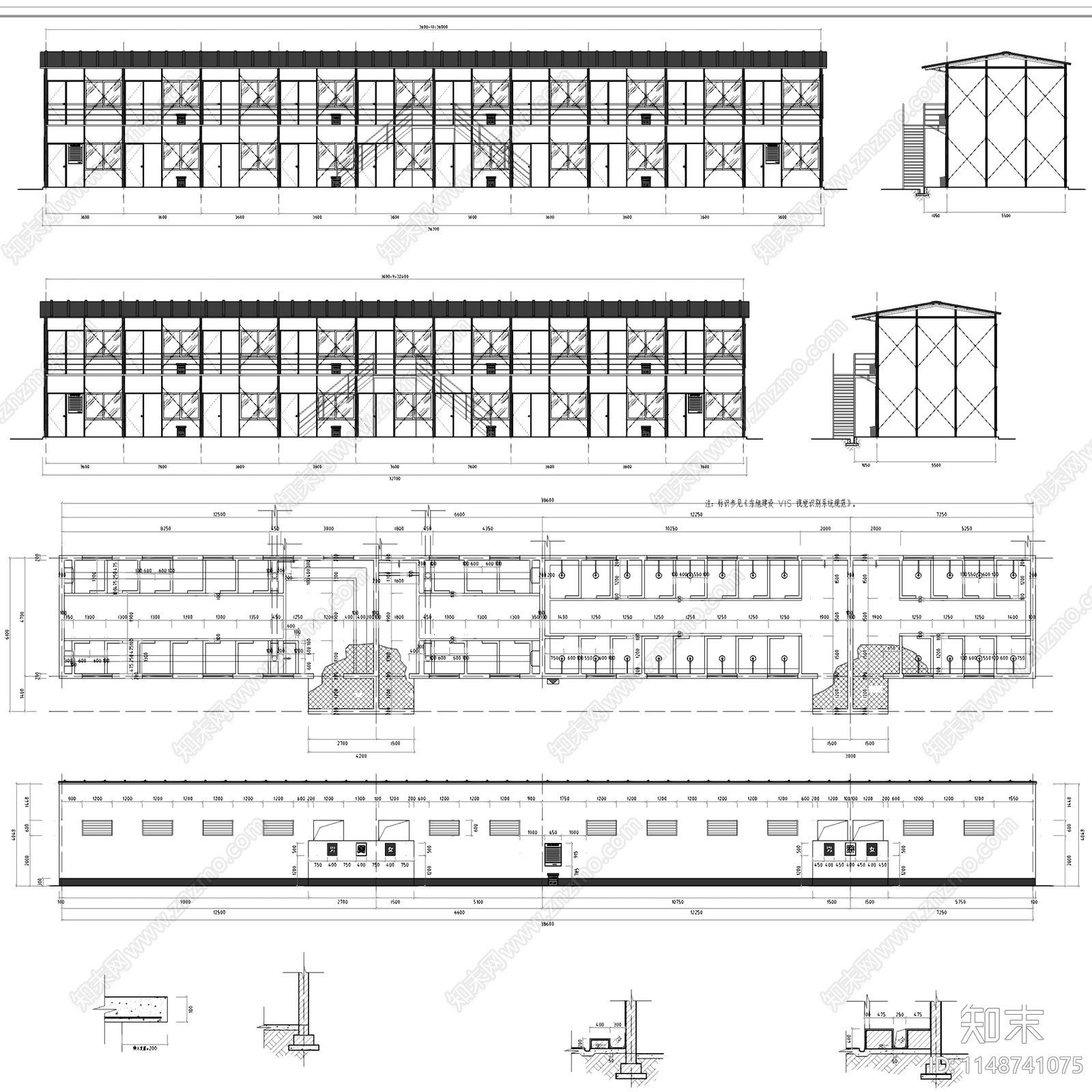 工地工程临时厂房设施建筑cad施工图下载【ID:1148741075】