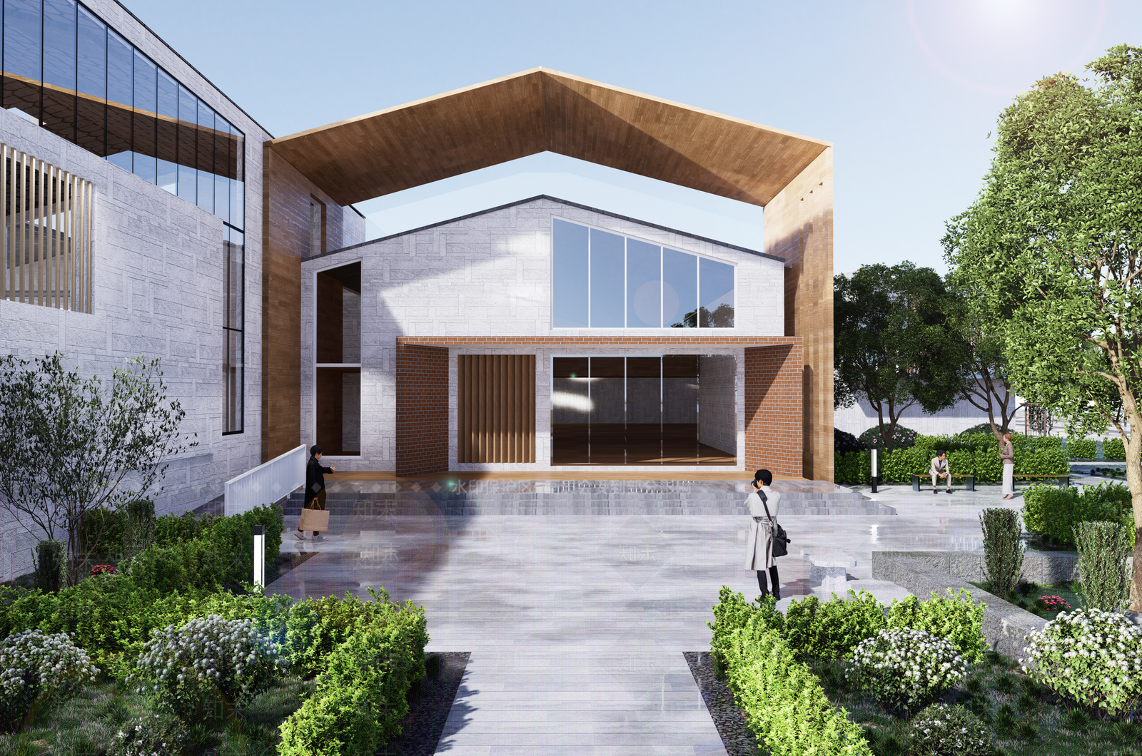 新中式展览馆建筑SU模型下载【ID:1148741714】