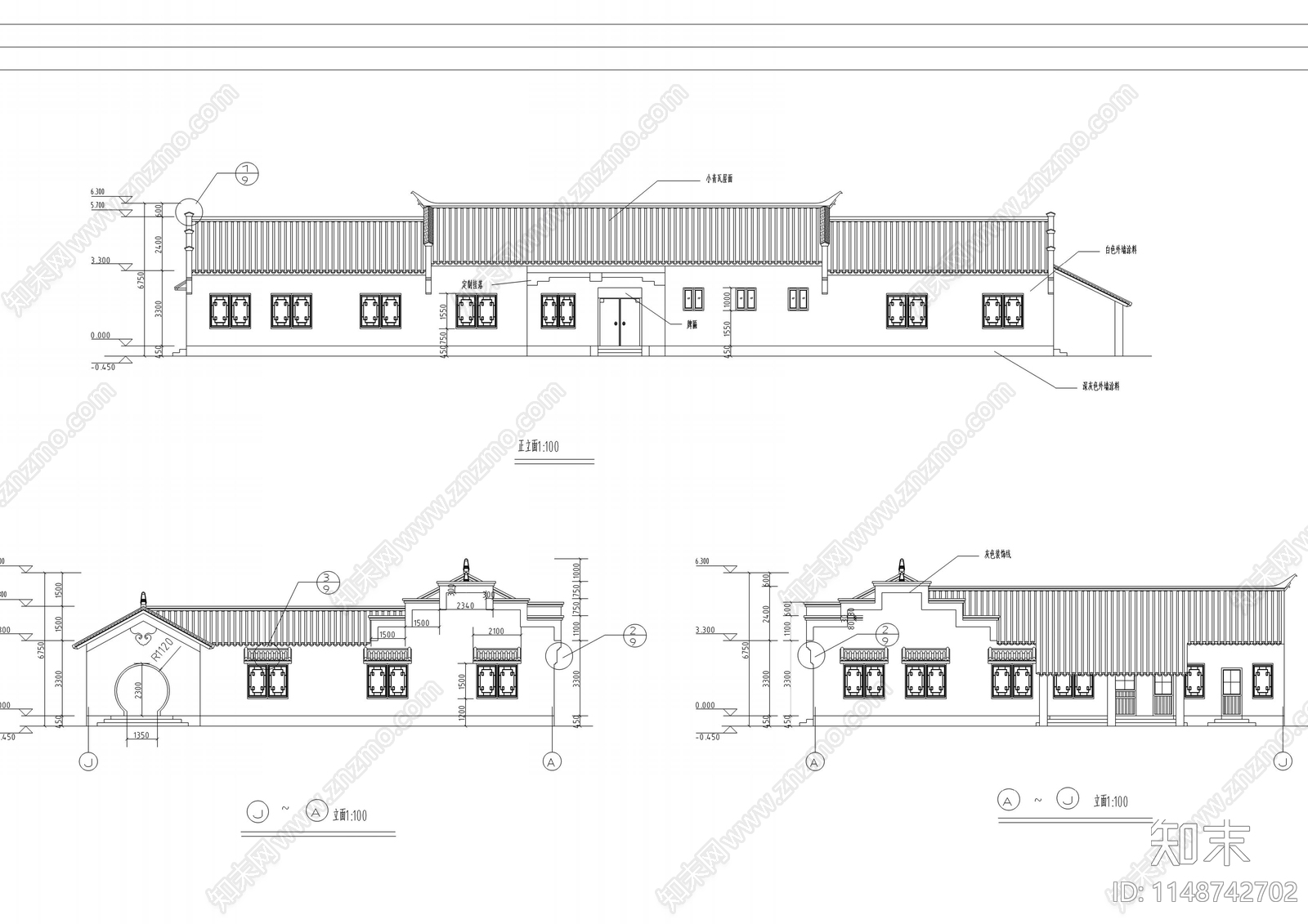 徽派建筑仿古建筑建筑施工图下载【ID:1148742702】