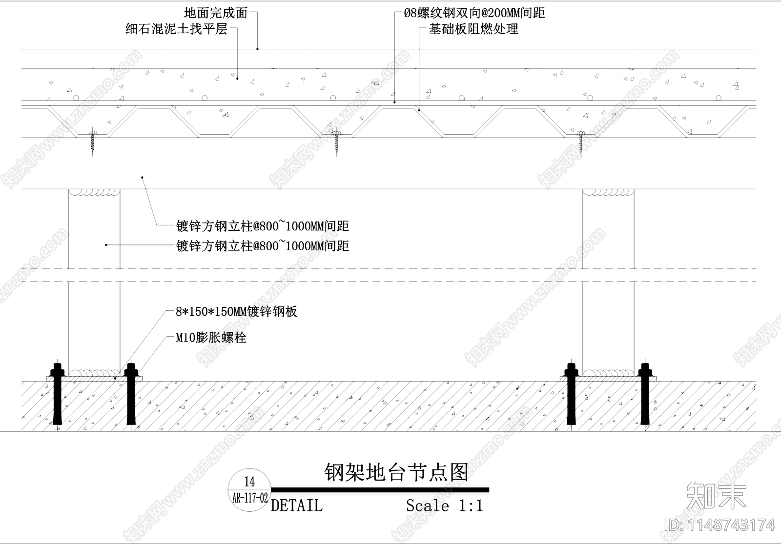 地坪做法工艺节点cad施工图下载【ID:1148743174】