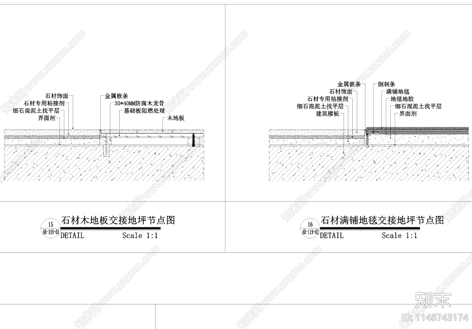 地坪做法工艺节点cad施工图下载【ID:1148743174】