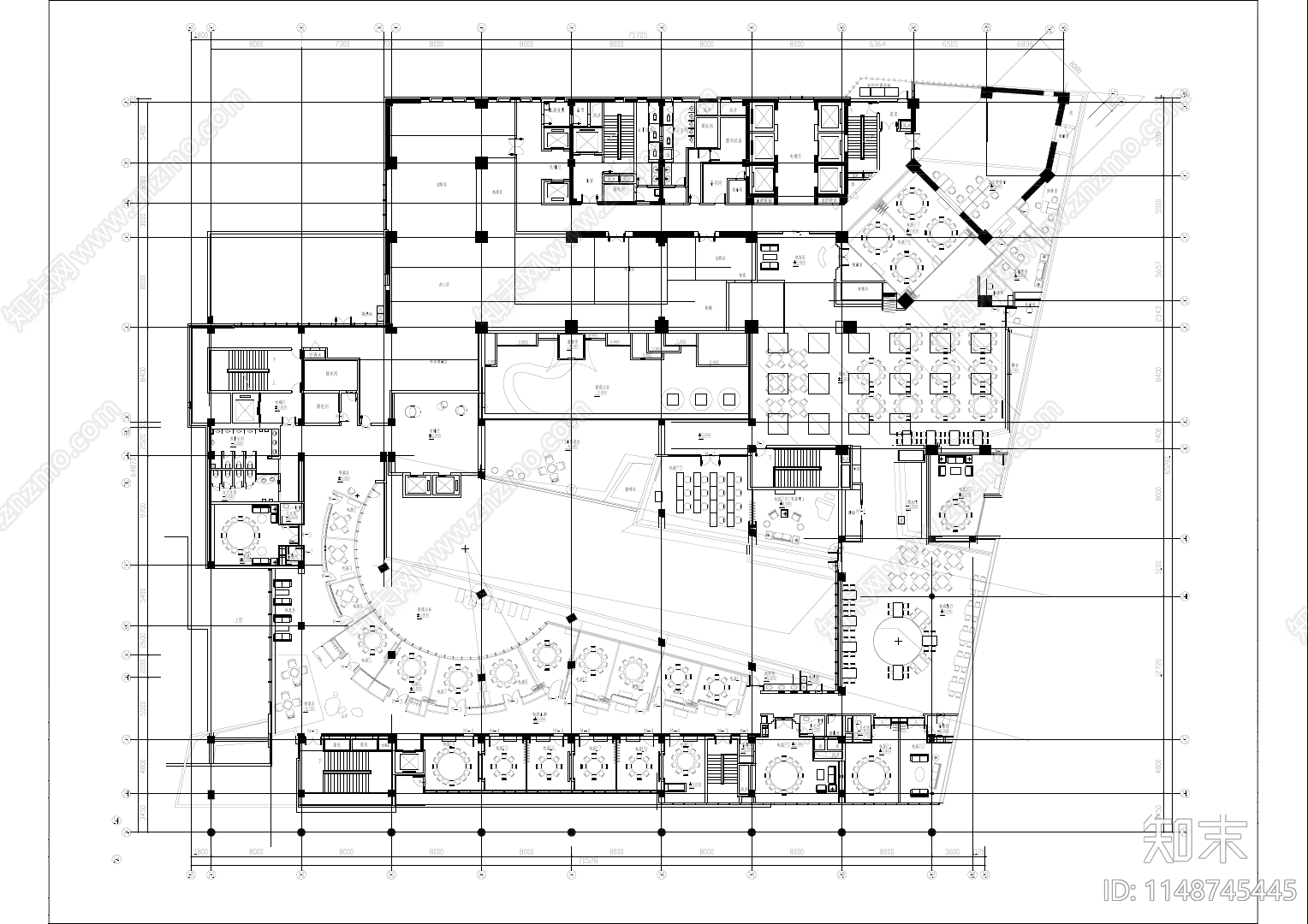 湘菜川菜馆便利店餐饮中式火锅室内cad施工图下载【ID:1148745445】