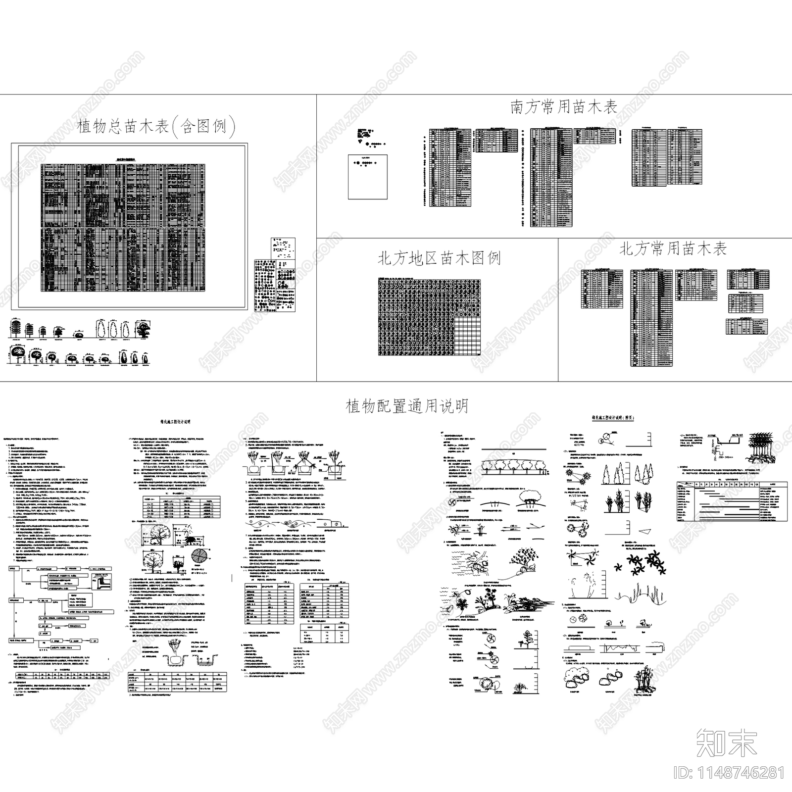 园林景观常用植物苗木表图例施工图下载【ID:1148746281】