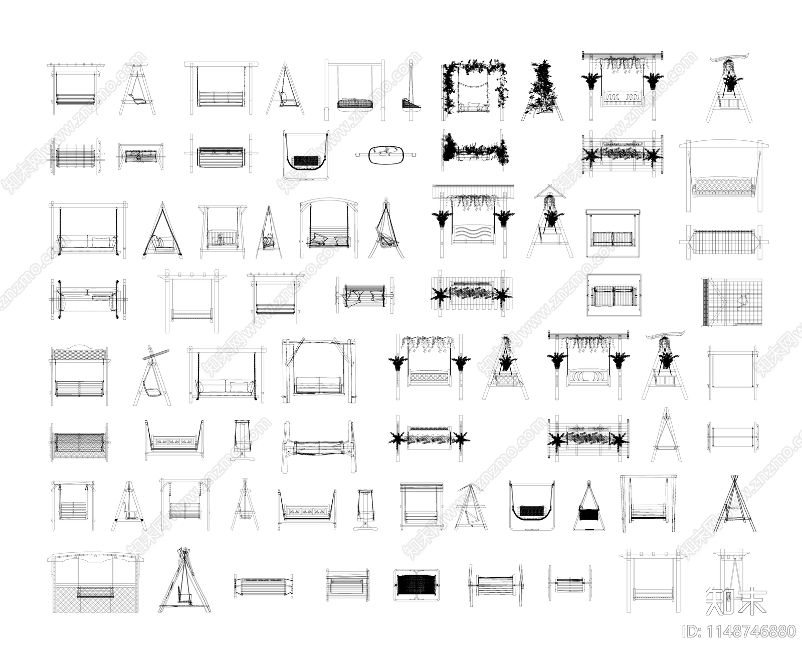 庭院秋千施工图下载【ID:1148746880】