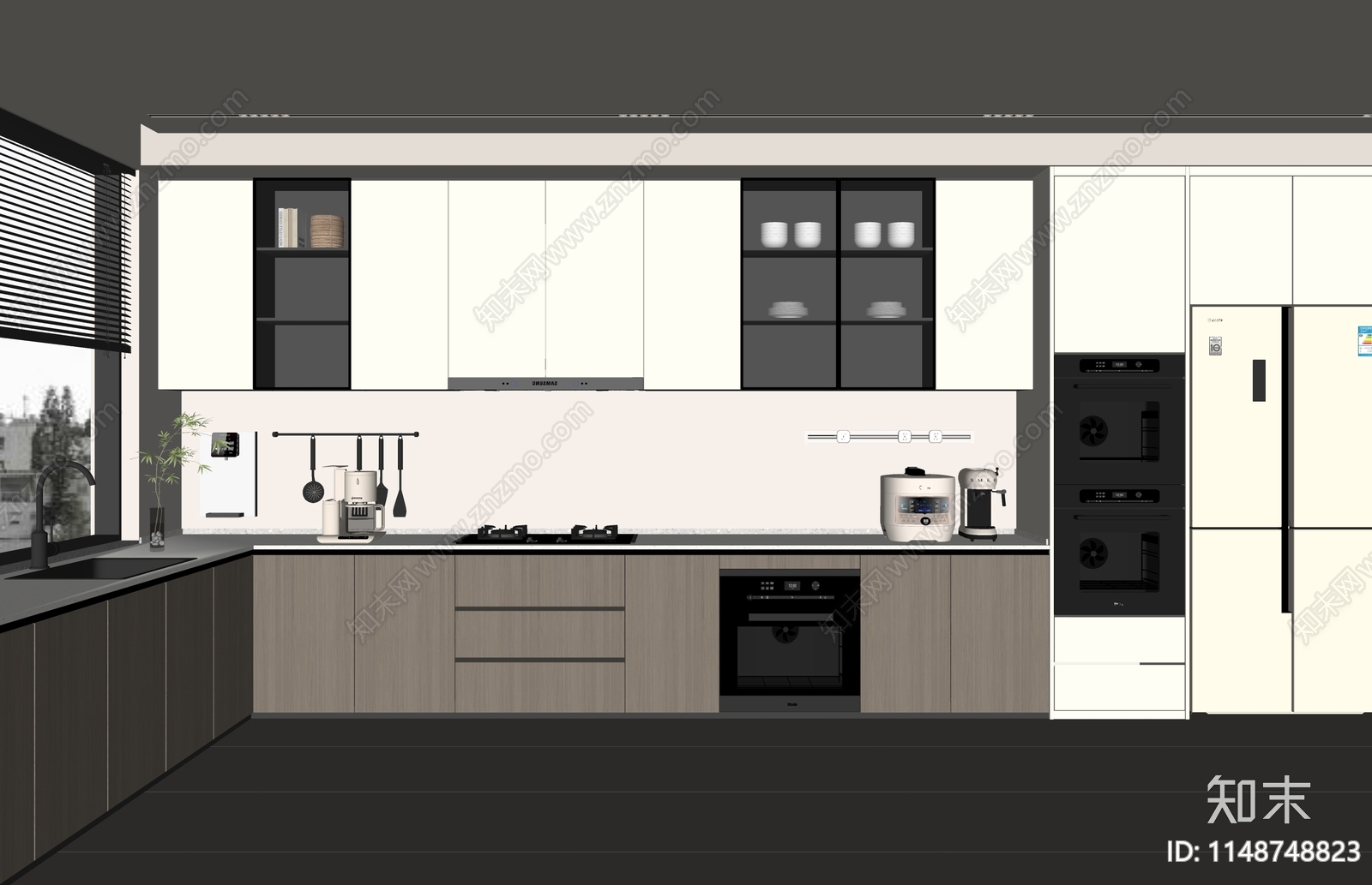 现代封闭式厨房SU模型下载【ID:1148748823】