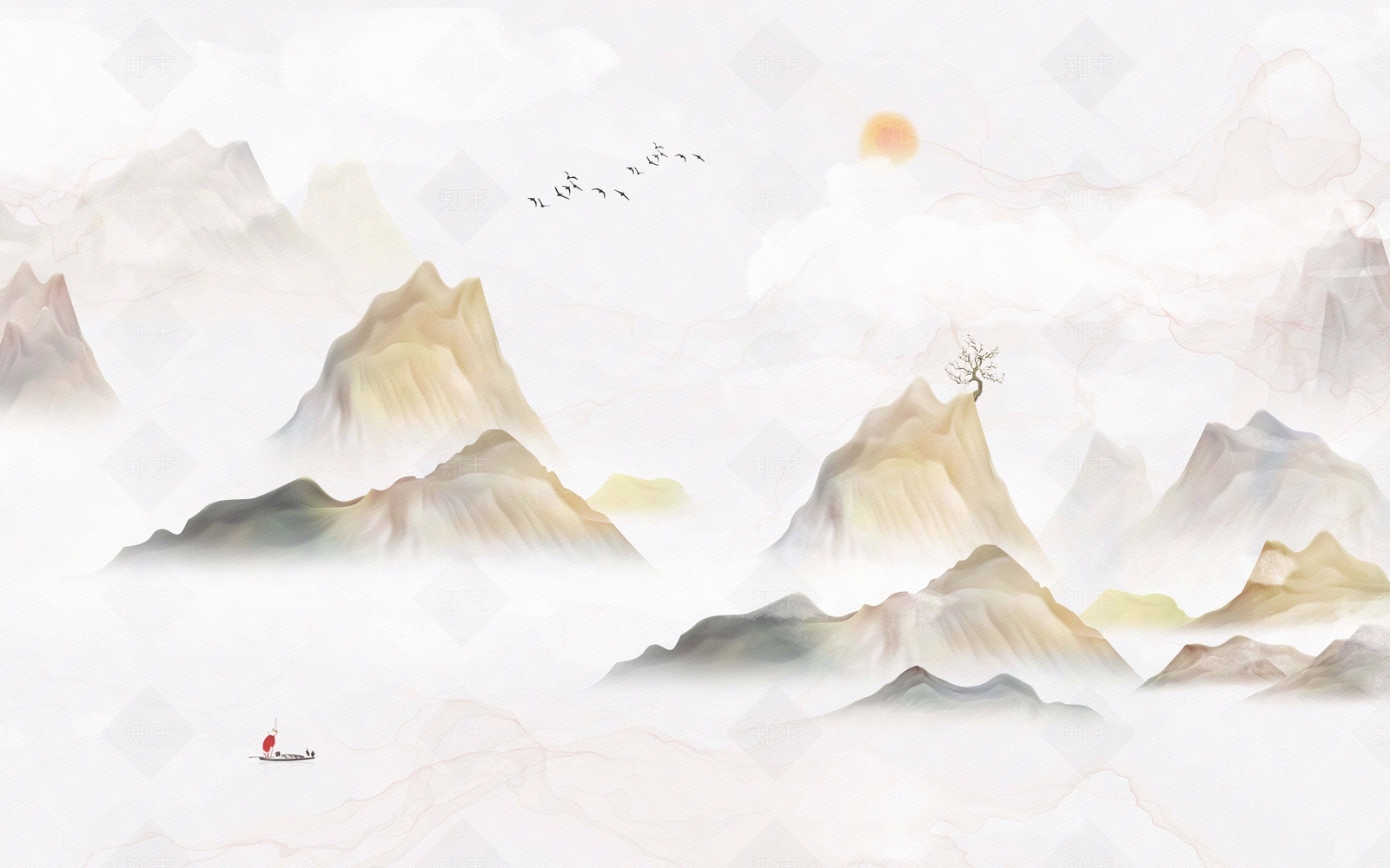 最新中式壁纸壁画贴图下载【ID:1148753076】