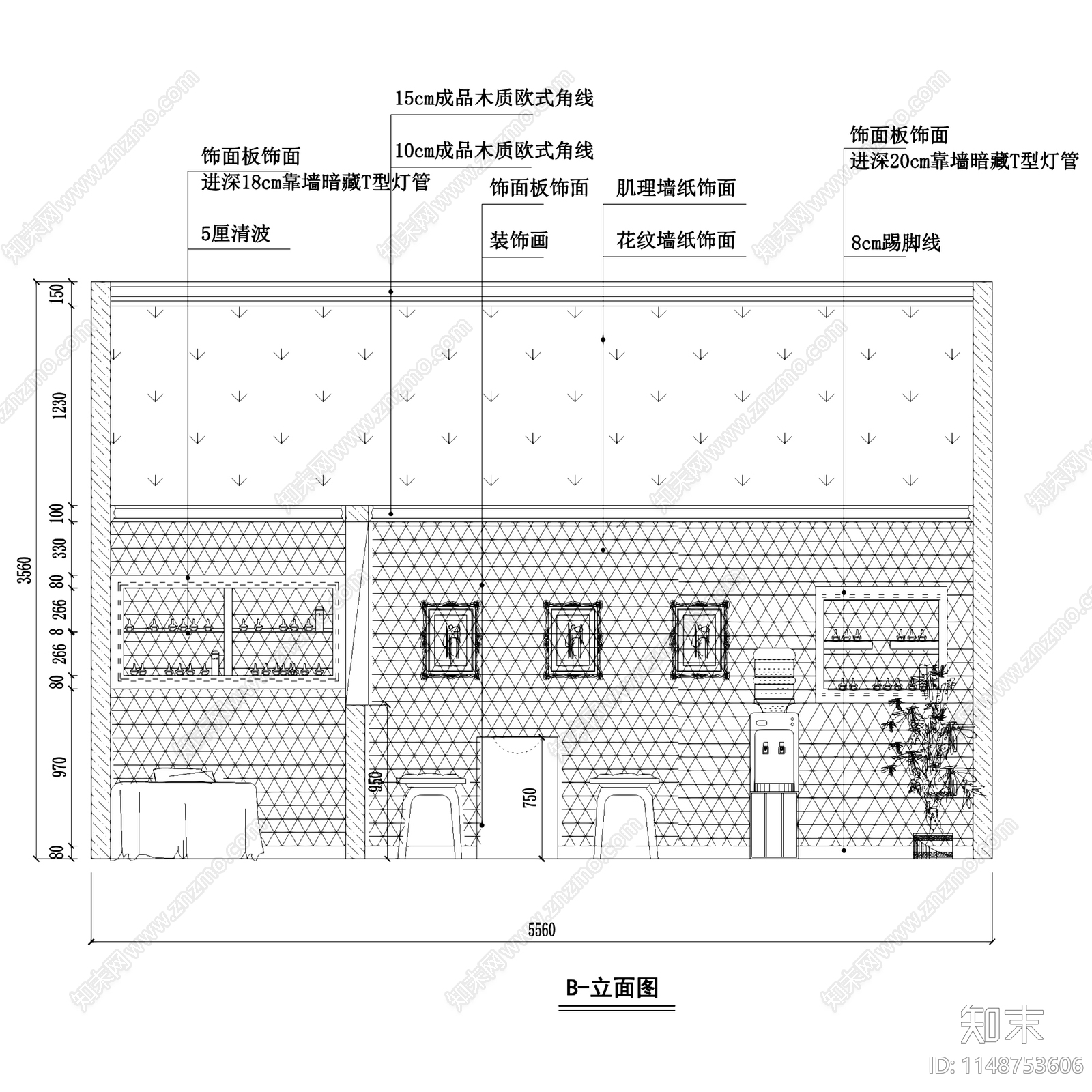 金艾艺甲舒适馆美甲店室内cad施工图下载【ID:1148753606】