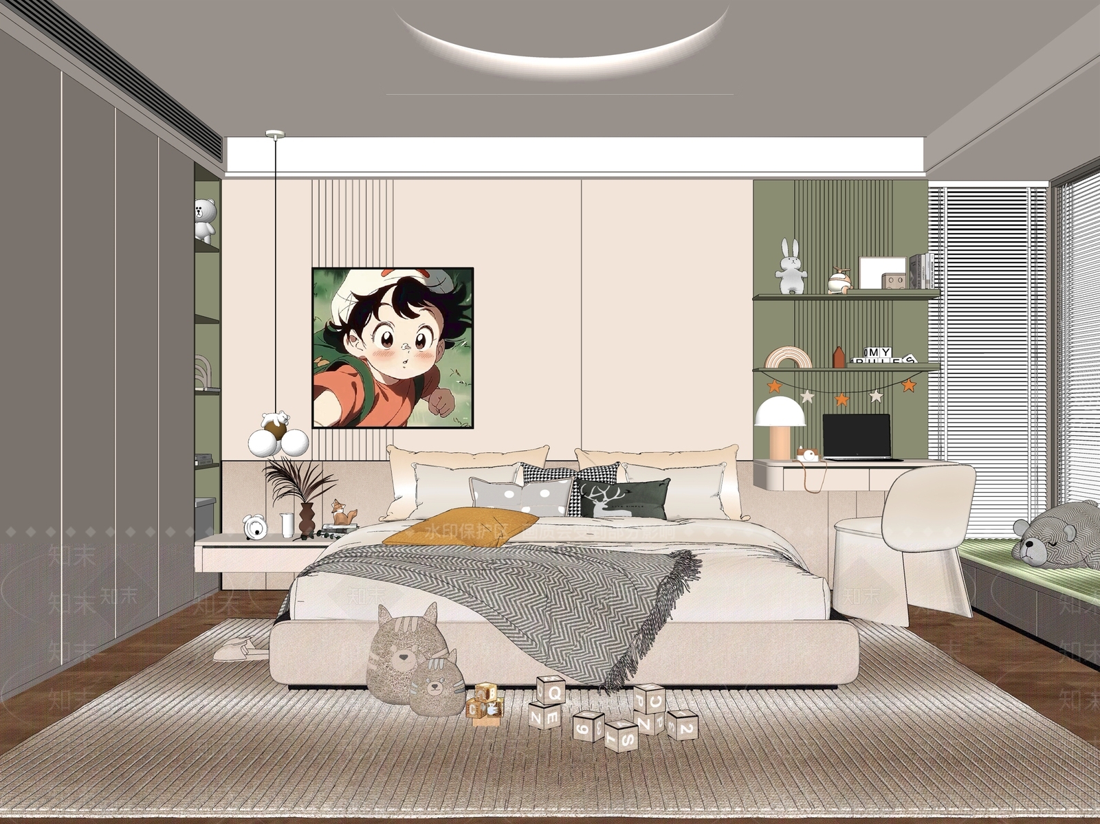 现代通用儿童房SU模型下载【ID:1148754338】