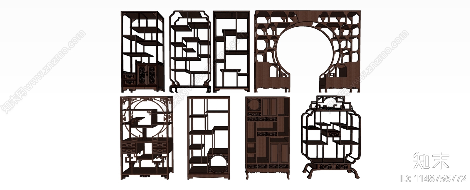 新中式博古架SU模型下载【ID:1148756772】
