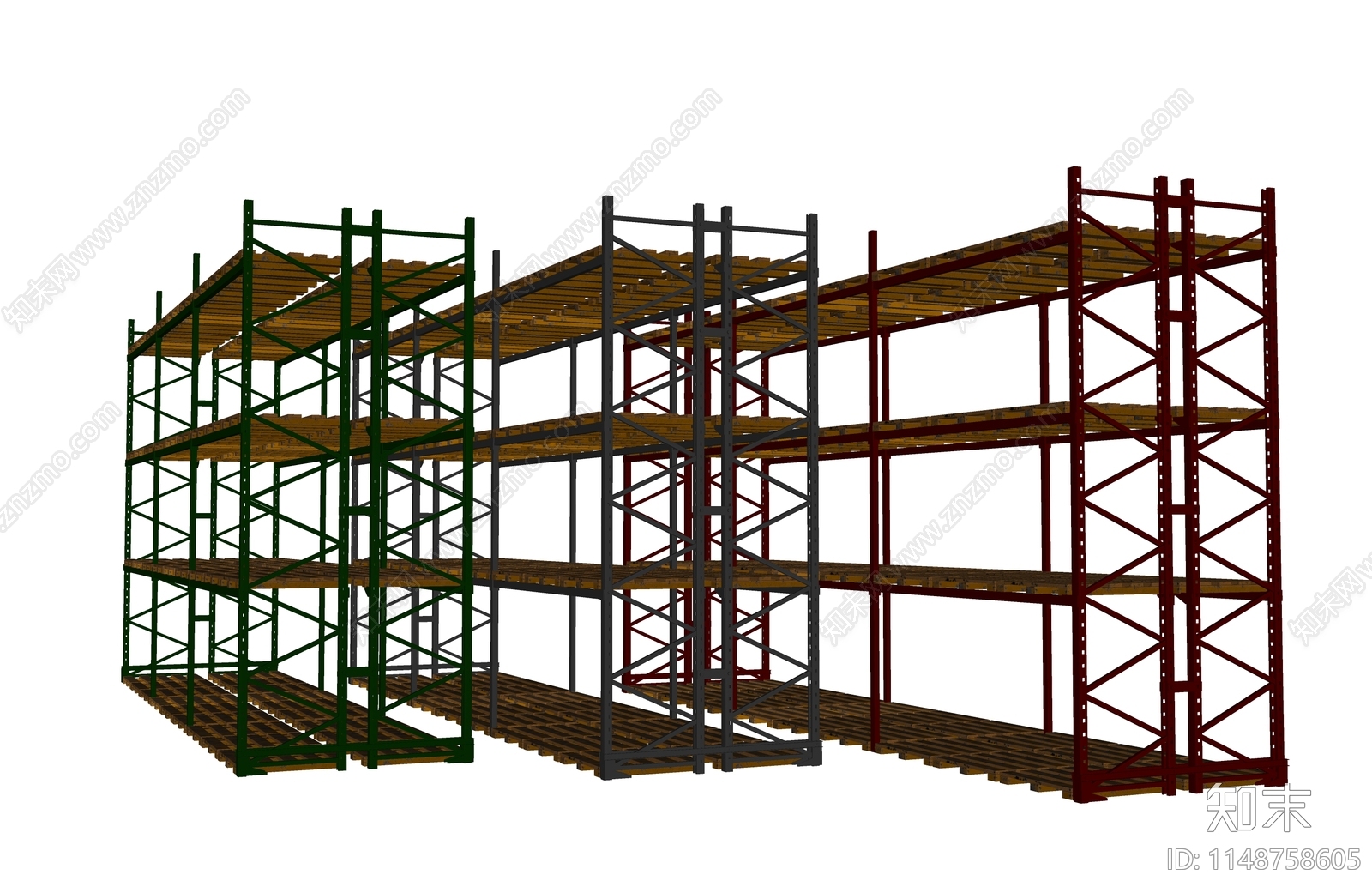 现代物流仓库货架SU模型下载【ID:1148758605】