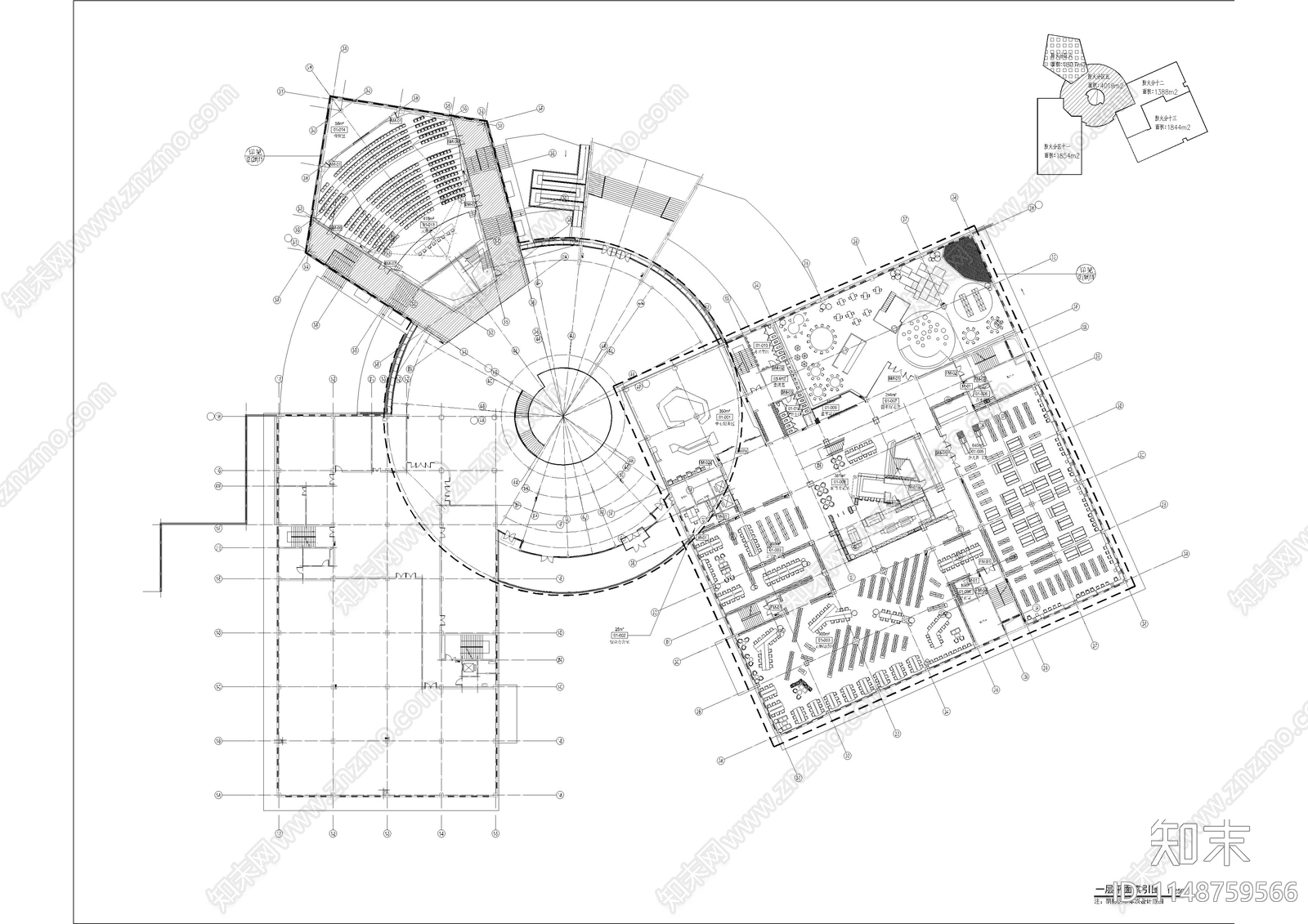 图书馆文化场馆建筑cad施工图下载【ID:1148759566】