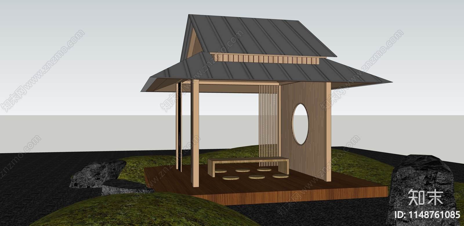 新中式凉亭SU模型下载【ID:1148761085】
