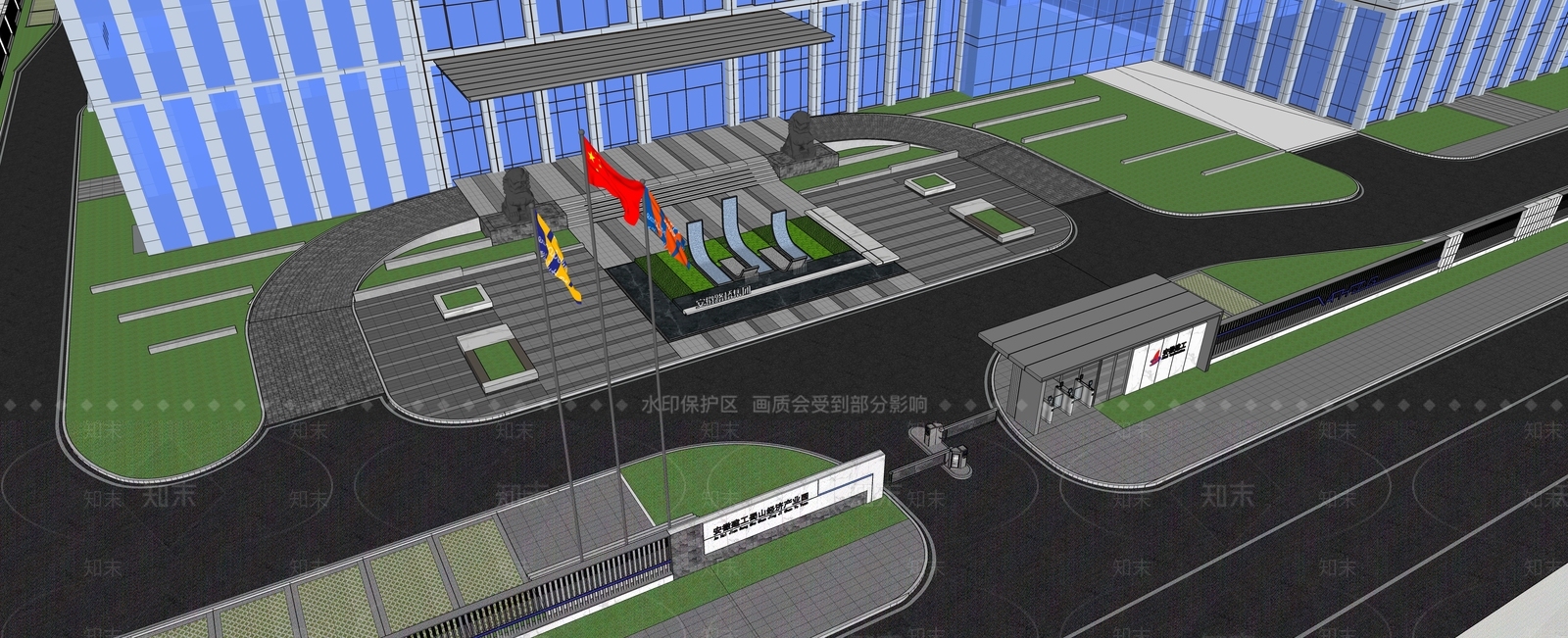 现代产业园办公景观SU模型下载【ID:1148764527】