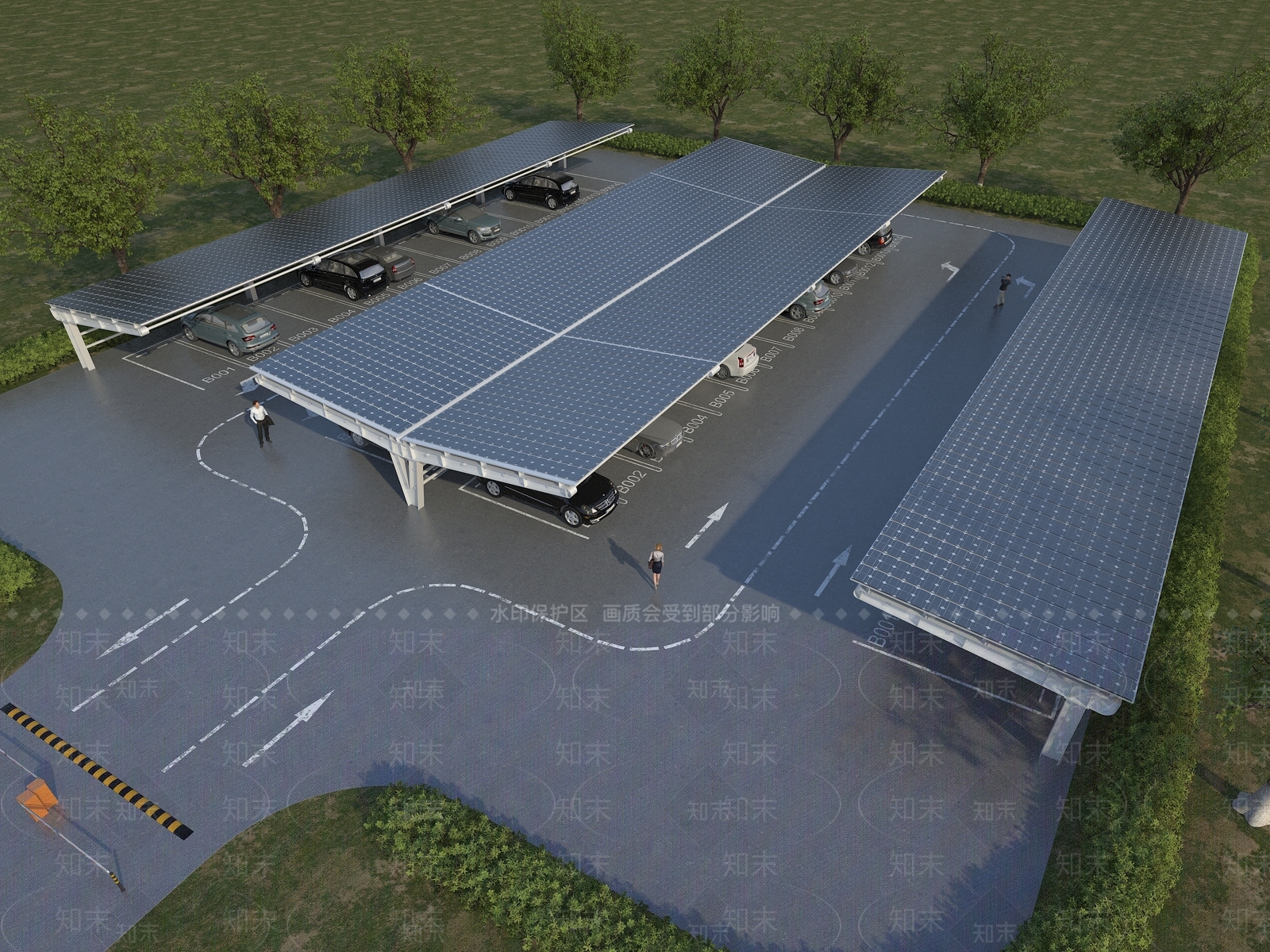 现代户外停车场3D模型下载【ID:1148781192】
