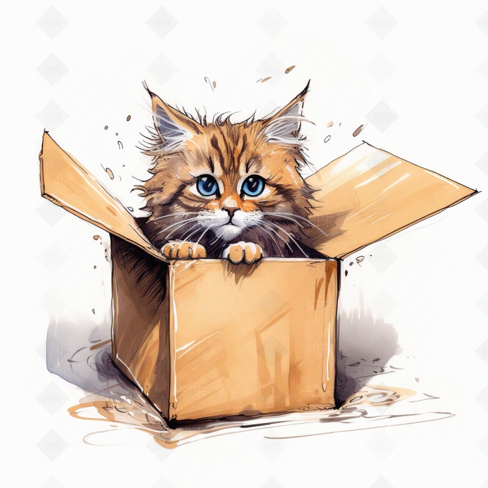 猫咪卡通动物壁纸贴图下载【ID:1148782271】