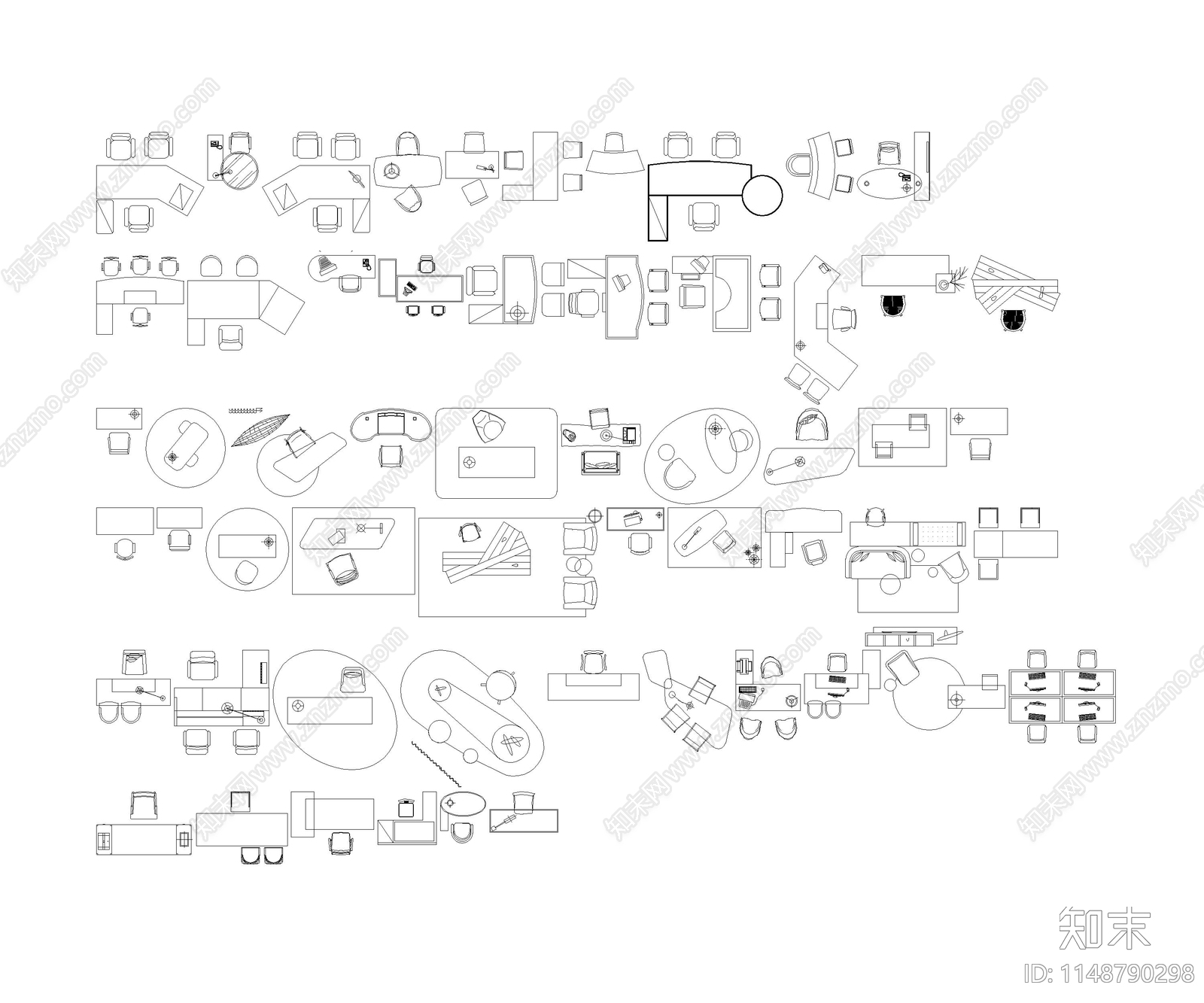 办公家具cad施工图下载【ID:1148790298】