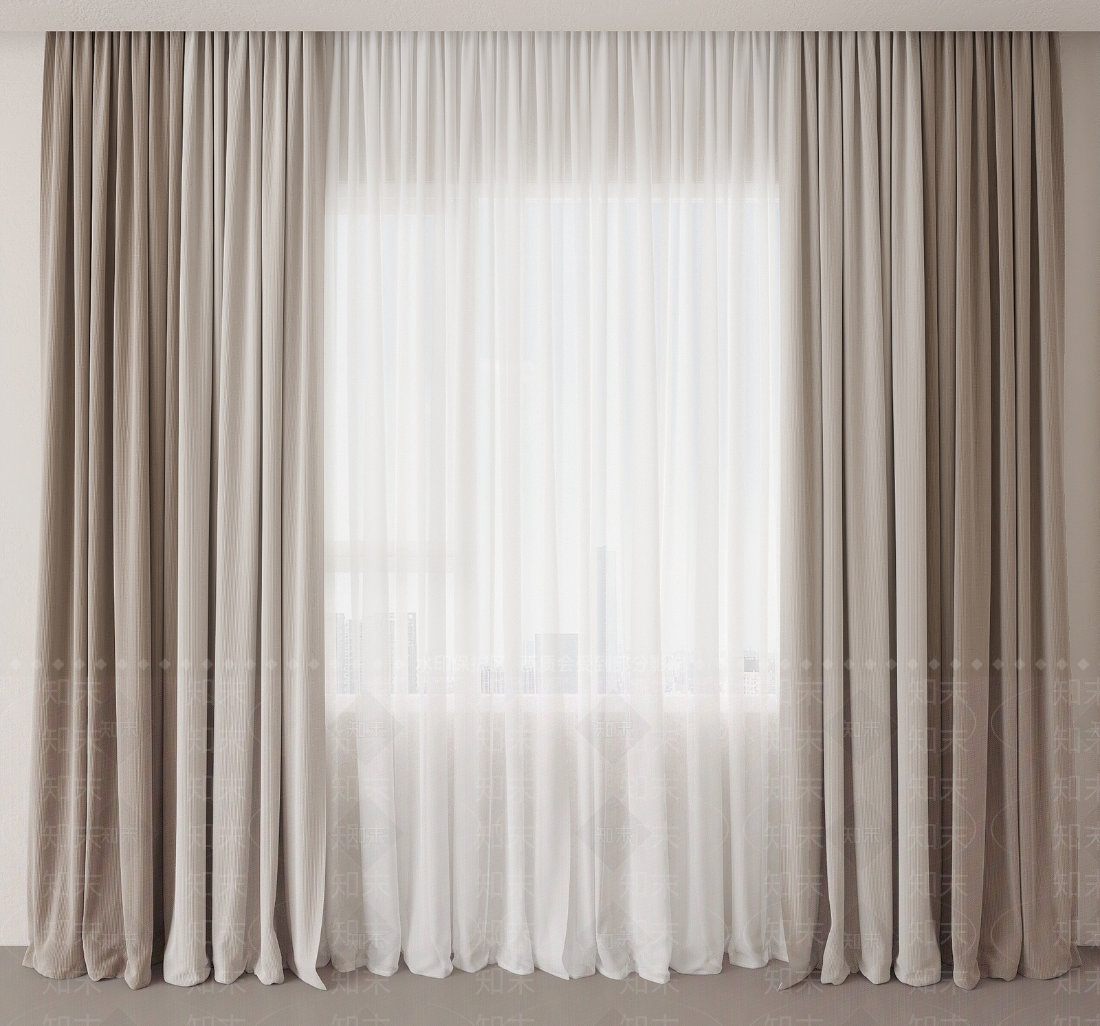 现代窗帘3D模型下载【ID:1148794261】
