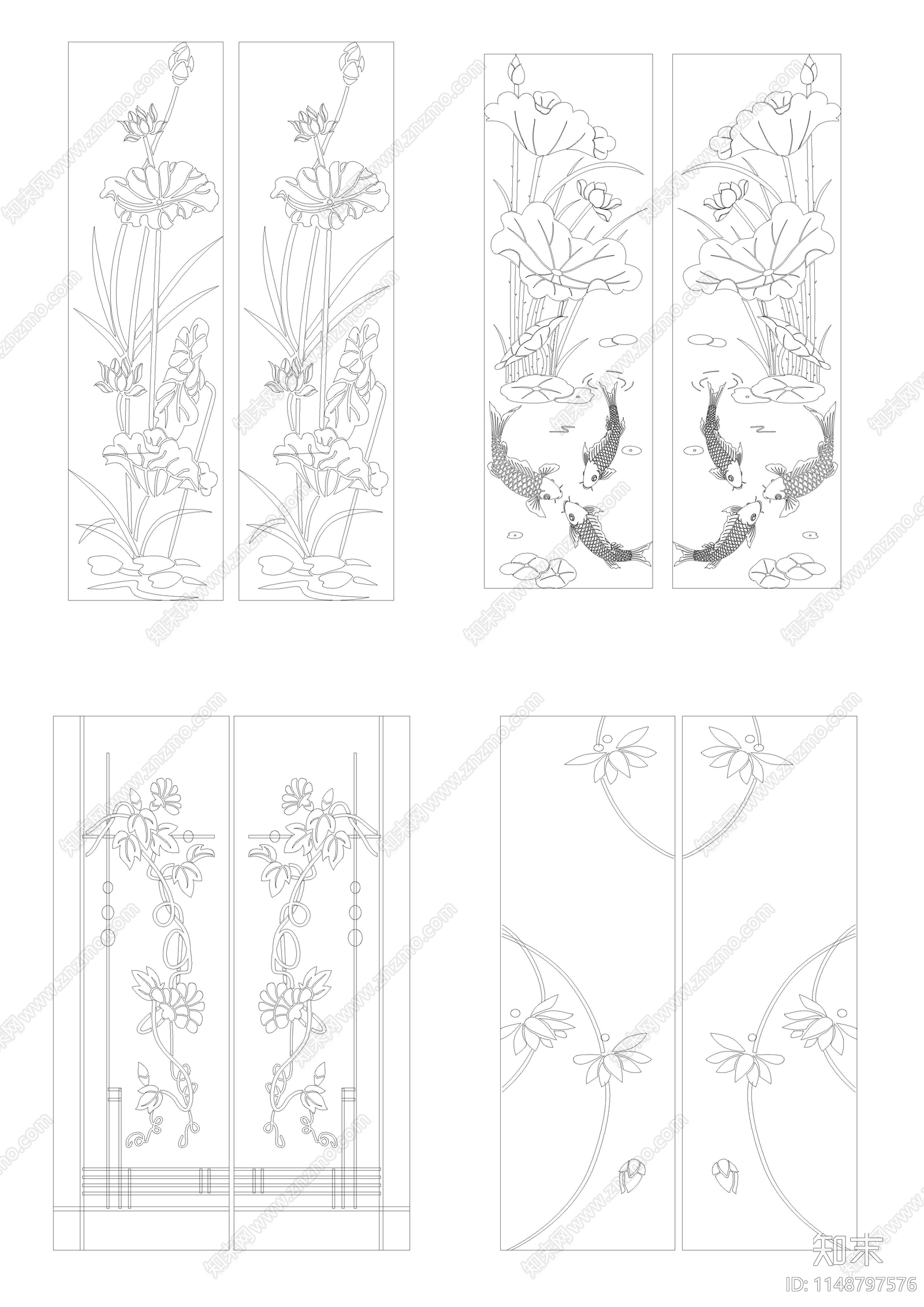 装饰画雕刻图案施工图下载【ID:1148797576】