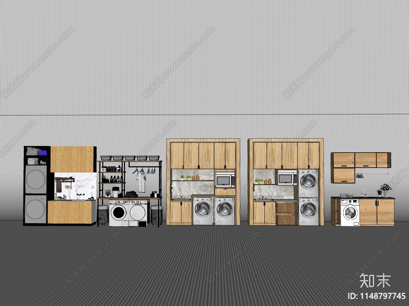 现代洗衣机柜SU模型下载【ID:1148797745】