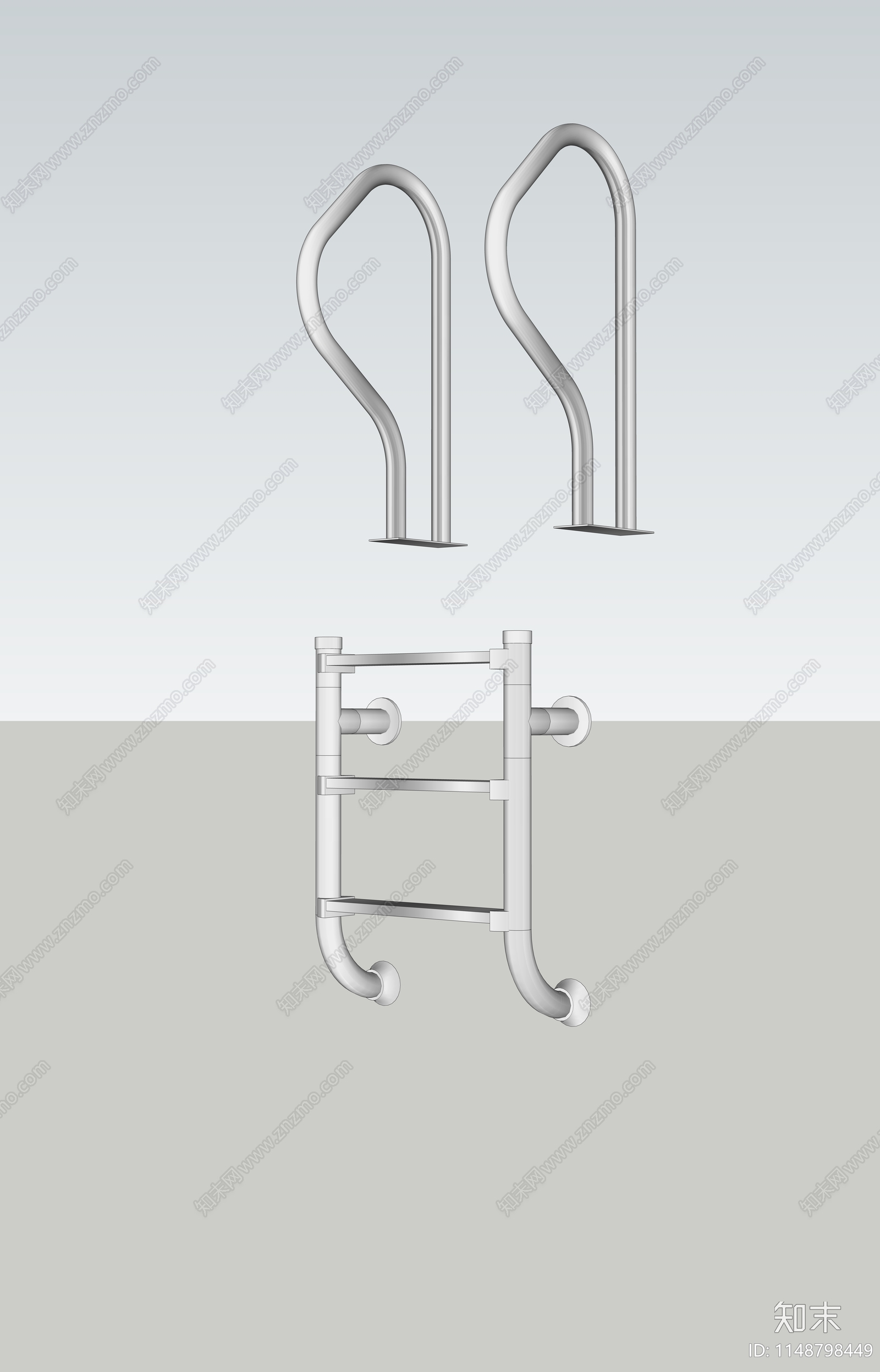 现代分体式泳池扶手SU模型下载【ID:1148798449】