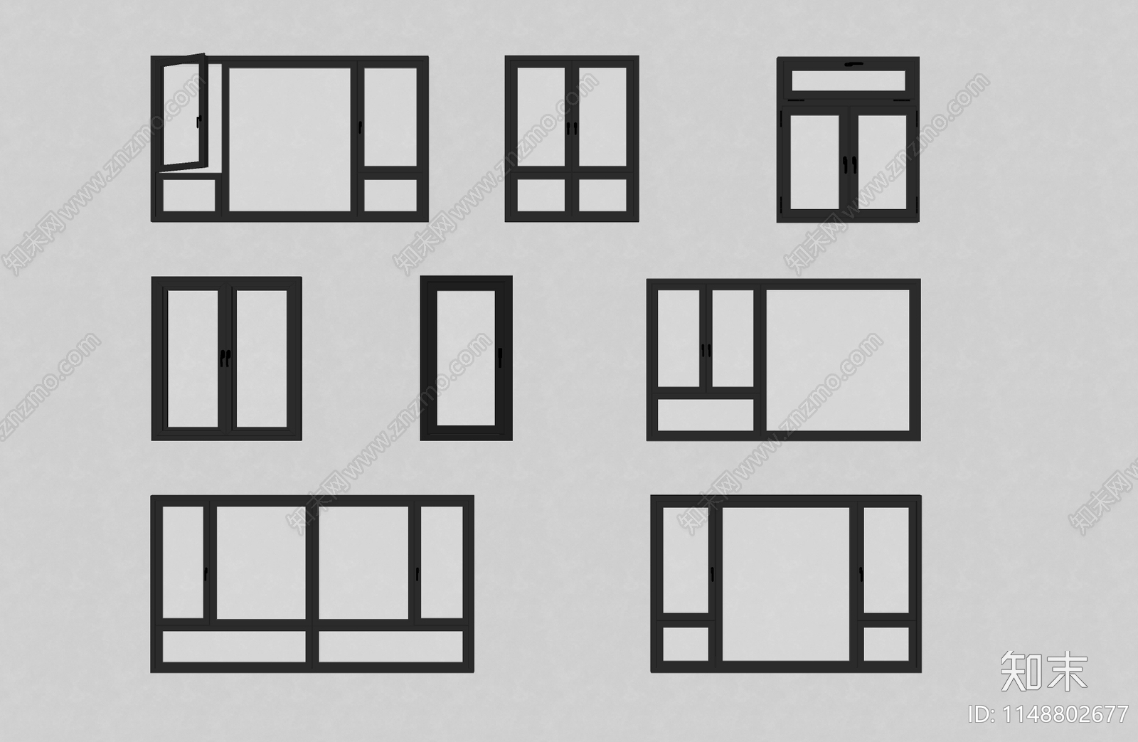 现代窗户组合SU模型下载【ID:1148802677】