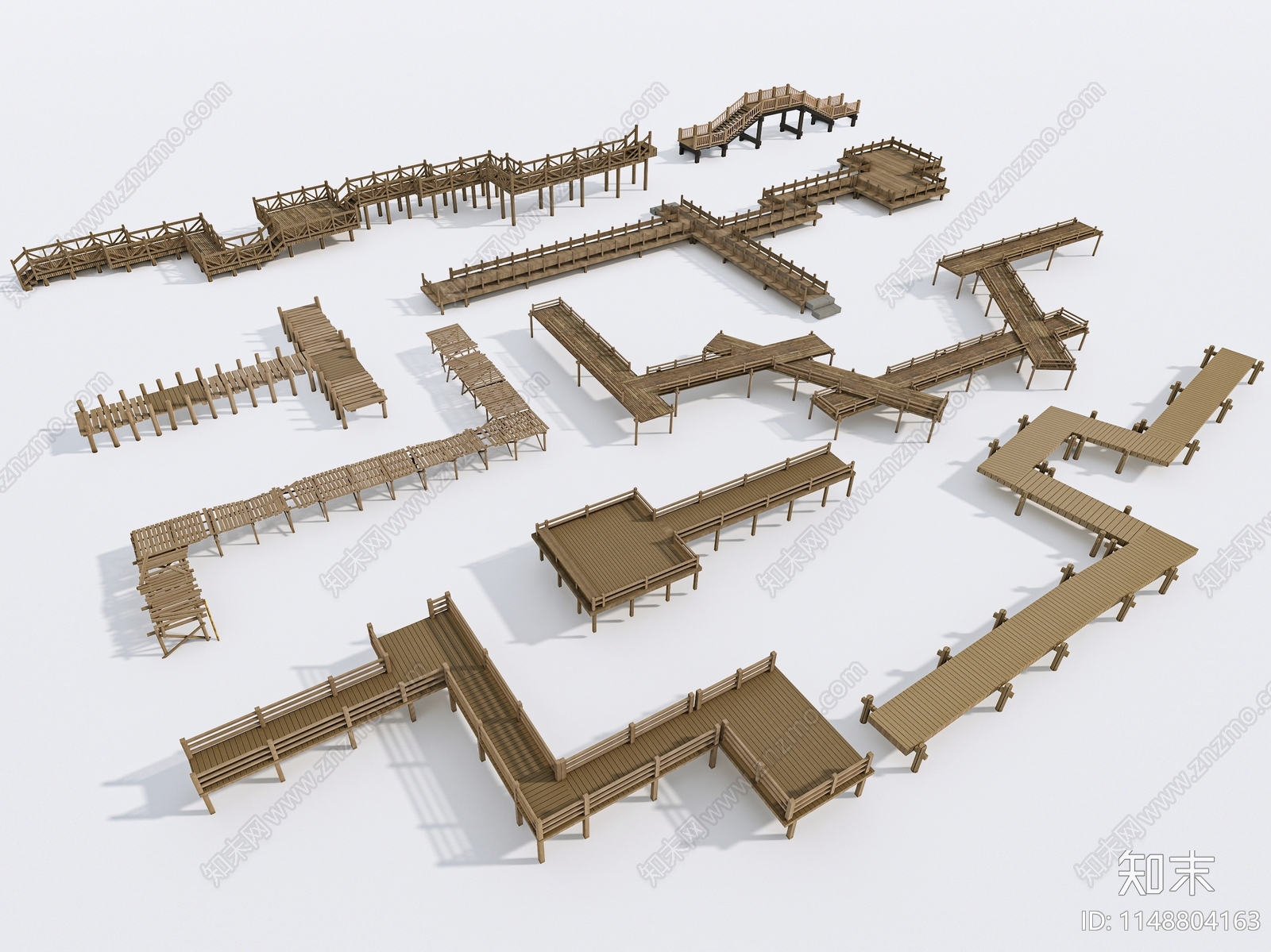 现代木栈道SU模型下载【ID:1148804163】