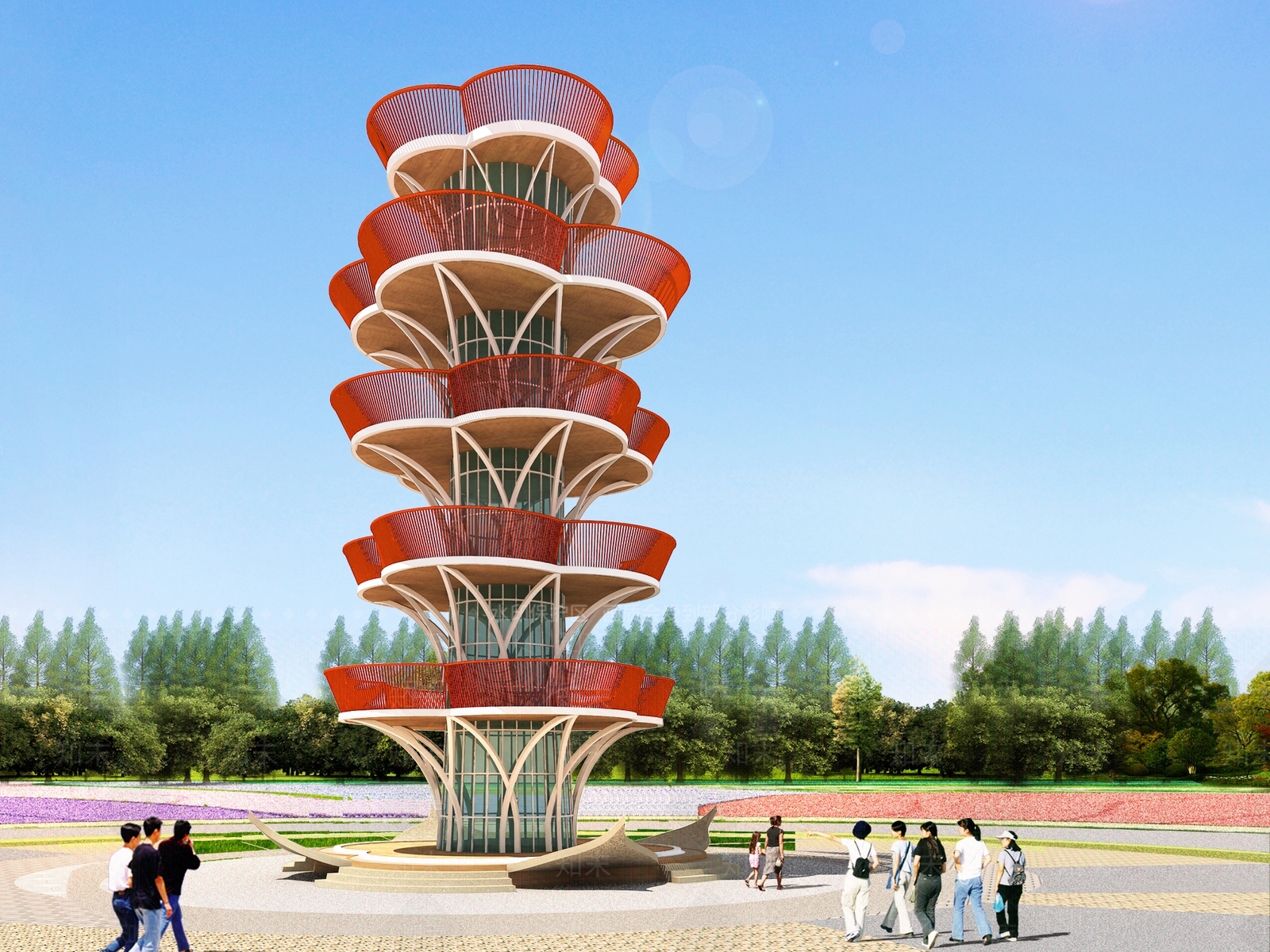 现代创意观景塔3D模型下载【ID:1148803737】