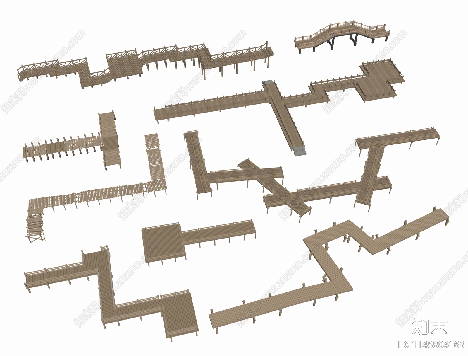 现代木栈道SU模型下载【ID:1148804163】