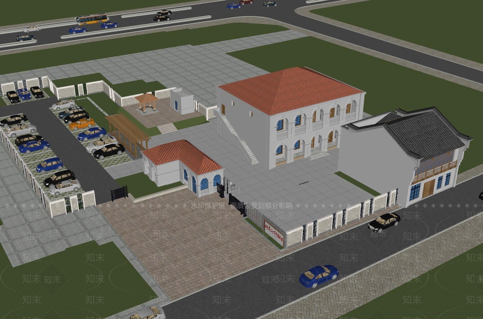 欧式多层办公楼SU模型下载【ID:1148805901】