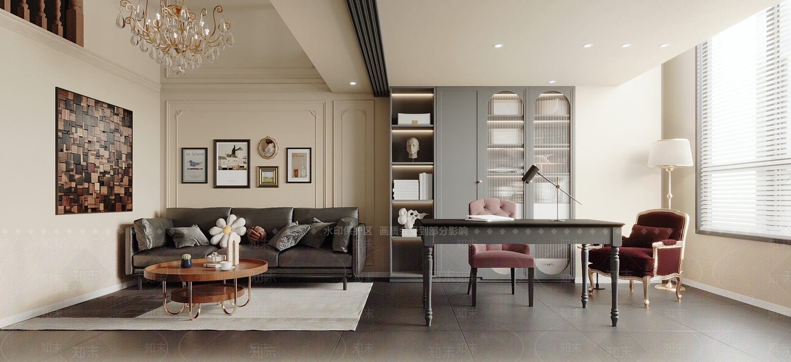 美式公寓客厅3D模型下载【ID:1148808247】