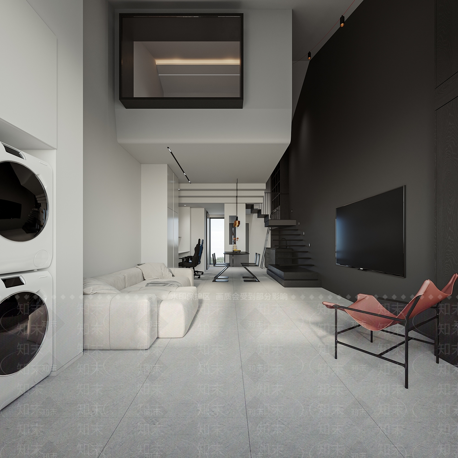 现代loft客餐厅3D模型下载【ID:1148808950】